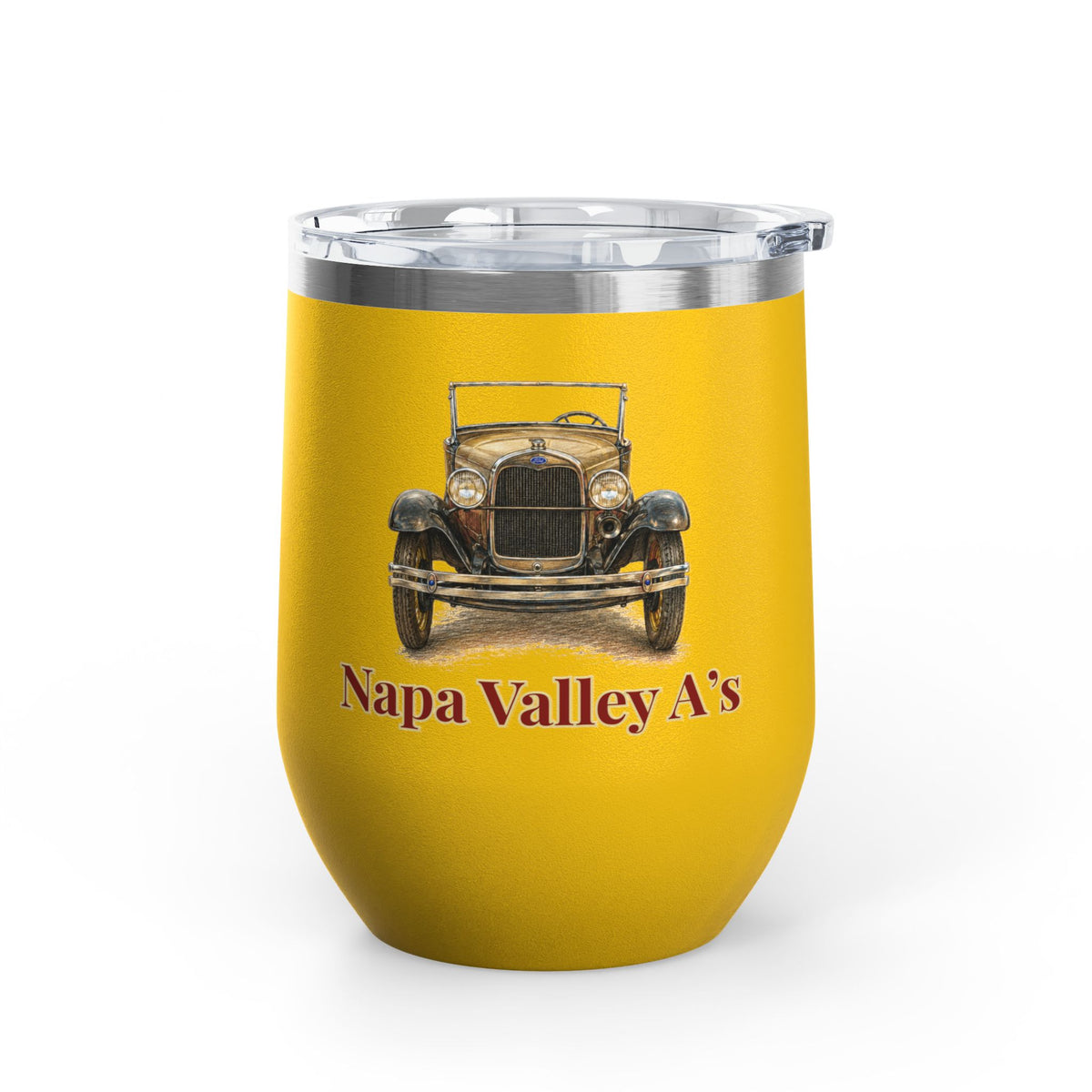 Napa Valley A's Vintage Car 12oz Wine Tumbler