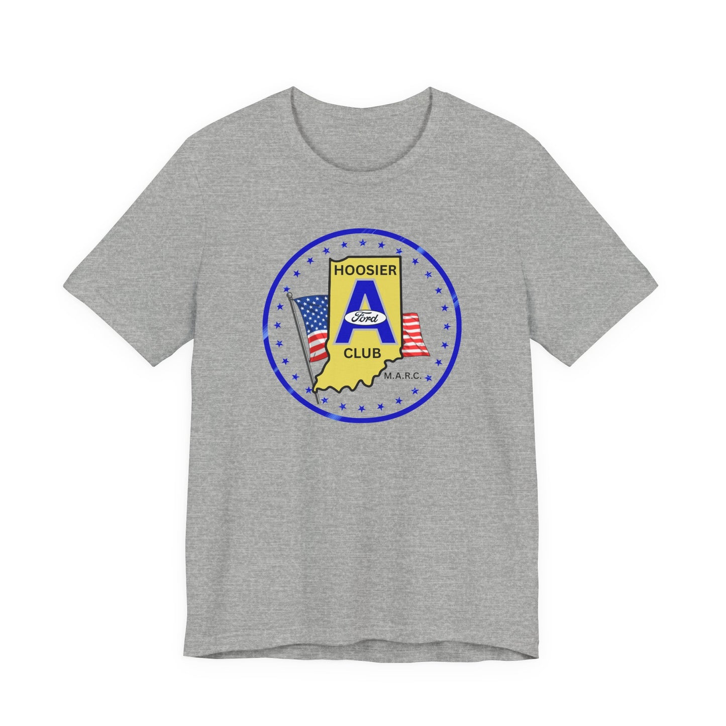 Hoosier A Ford Club T-Shirt — Indiana Flag Patch with American Flags
