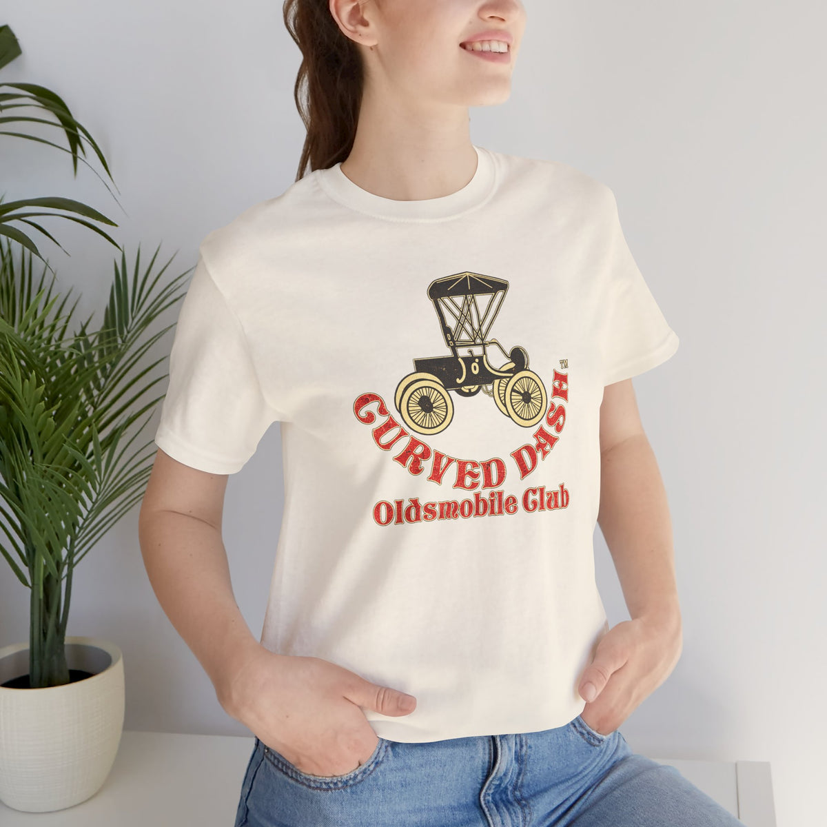 Curved Dash Oldsmobile Club Vintage Car T-Shirt - Unisex Soft Short Sleeve Tee