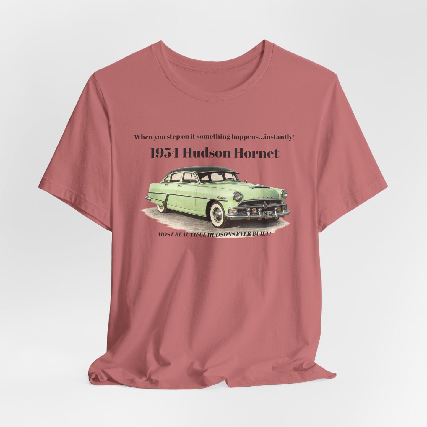 1954 Hudson Hornet Vintage Car Tee — Retro Classic Car Graphic T-Shirt (JF)