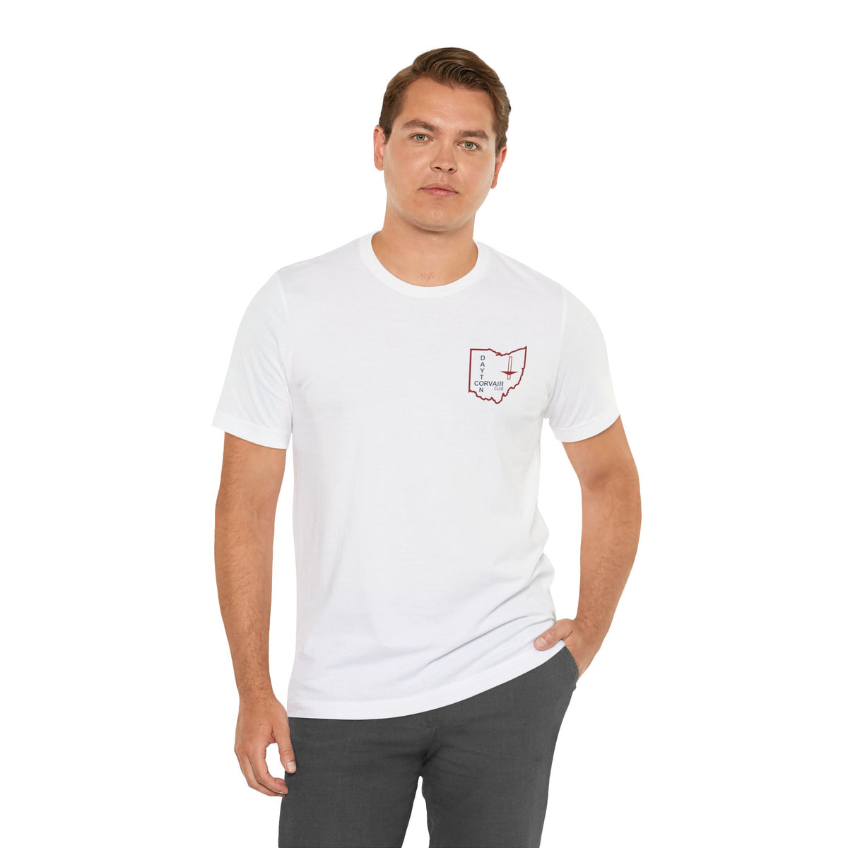 Dayton Corvair Club Unisex Jersey Short Sleeve Tee - Small Front Logo