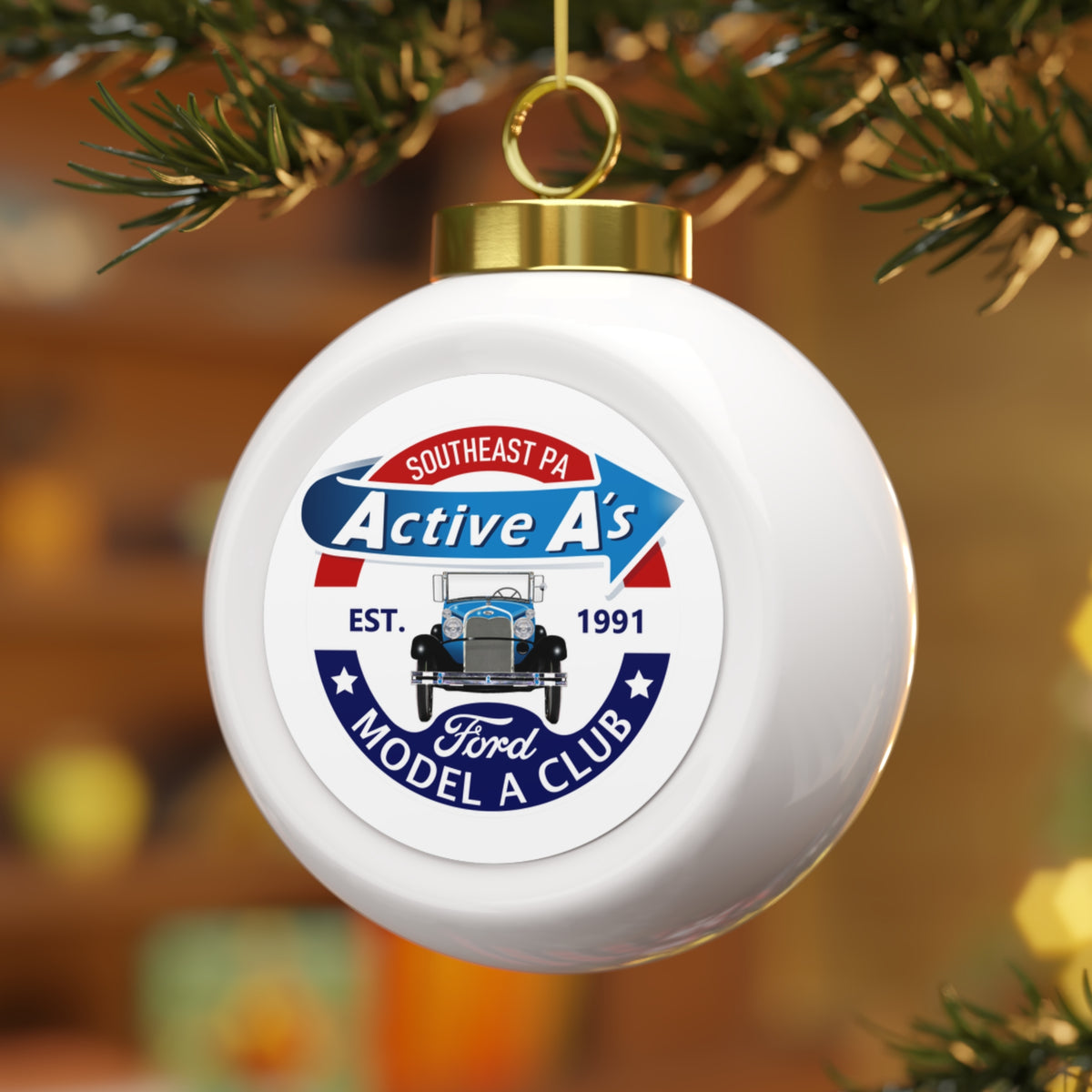Active A's Ford Model A Club Christmas Ornament — Holiday Ball