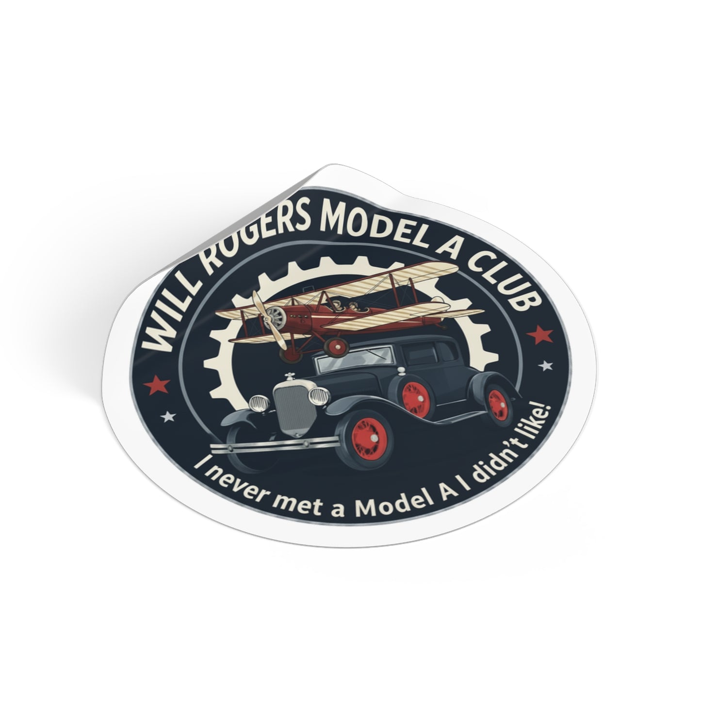 Will Rogers Model A Club Round Vinyl Sticker — Great for your Model A windshield!