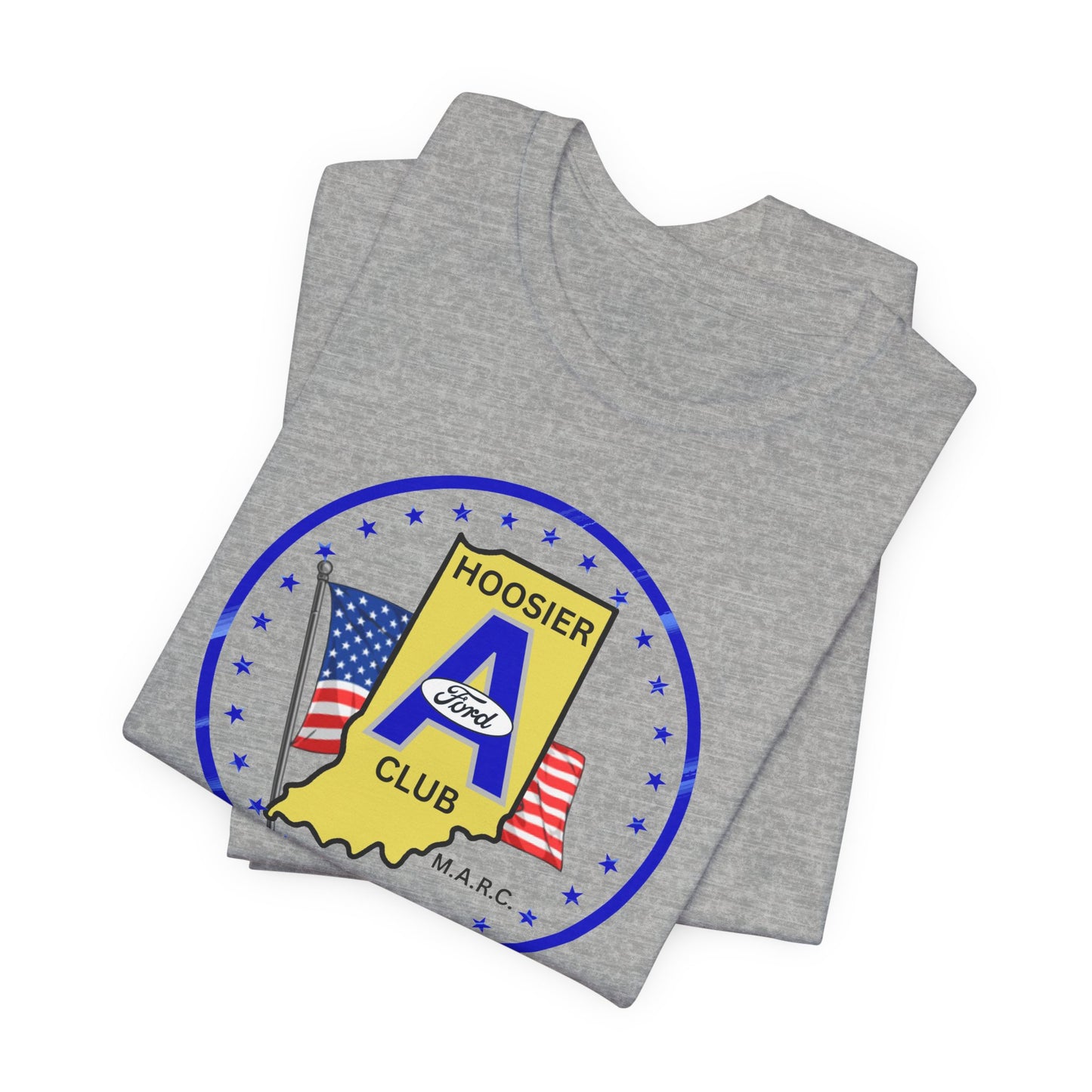 Hoosier A Ford Club T-Shirt — Indiana Flag Patch with American Flags