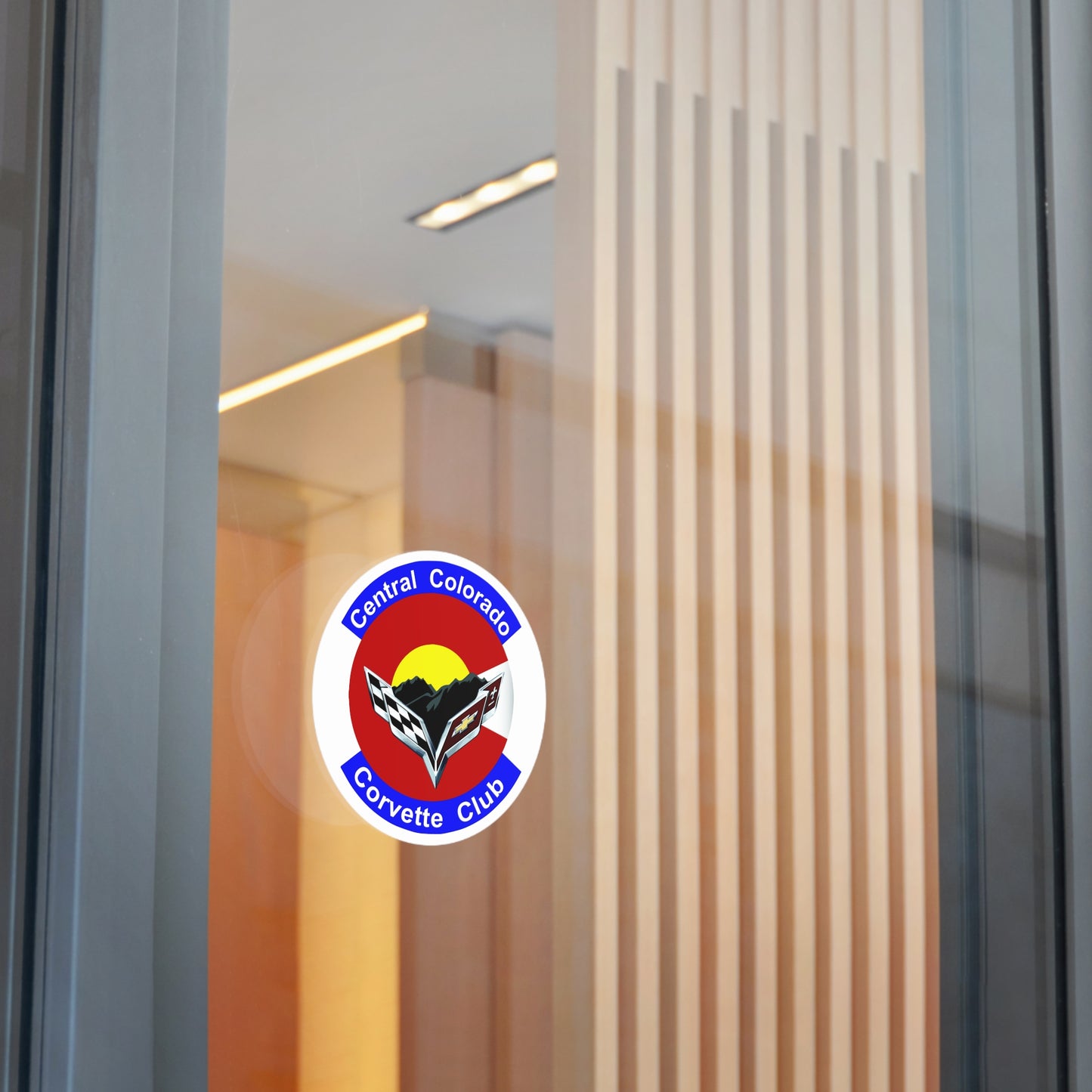 Central Colorado Corvette Club Round Vinyl Sticker — Car Club Emblem