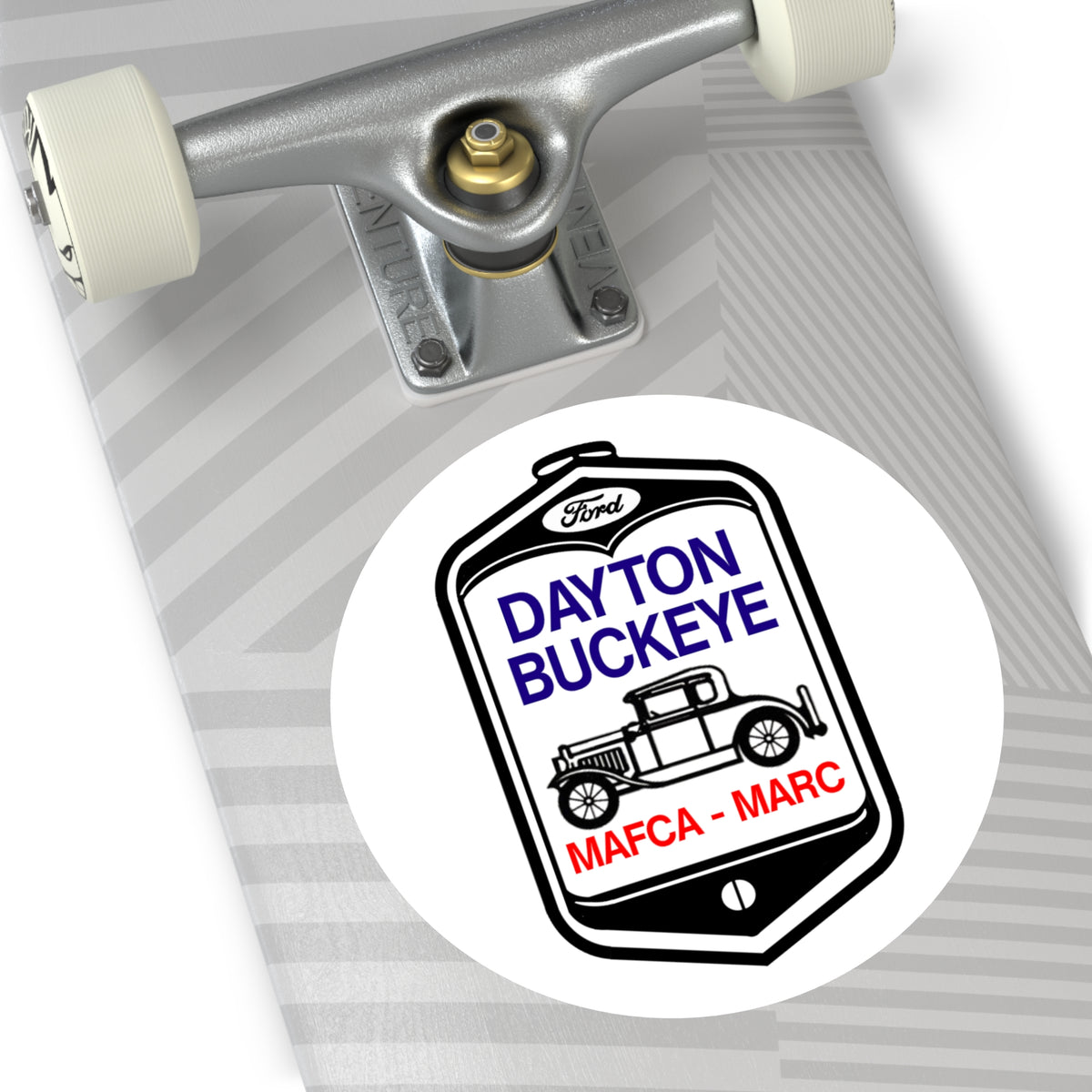 Dayton Buckeye Vintage Car Round Vinyl Sticker — MAFCA/MARC Classic Ford Decal