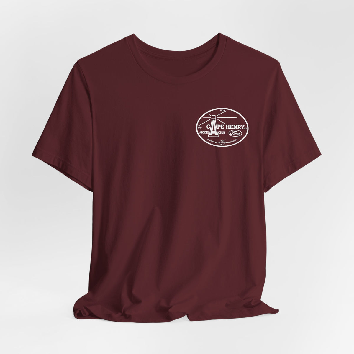 Cape Henry Model A Club Unisex Soft Short Sleeve Tee - Front and Back Logos