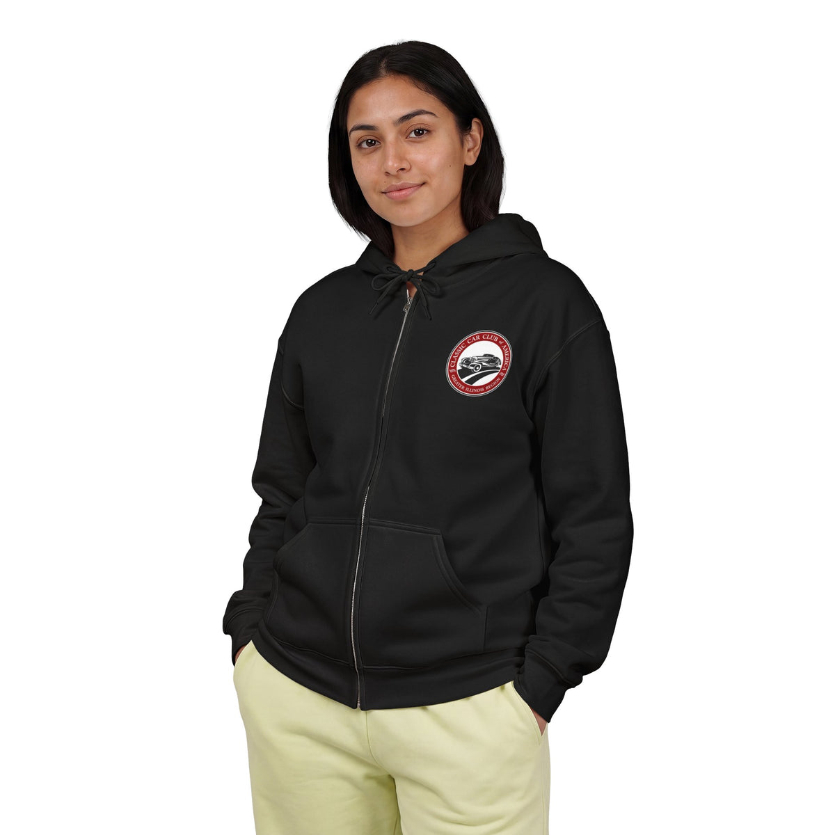 Classic Car Club of America Greater Illinois Region Classic Car Zip Hoodie — Front and Back Logos