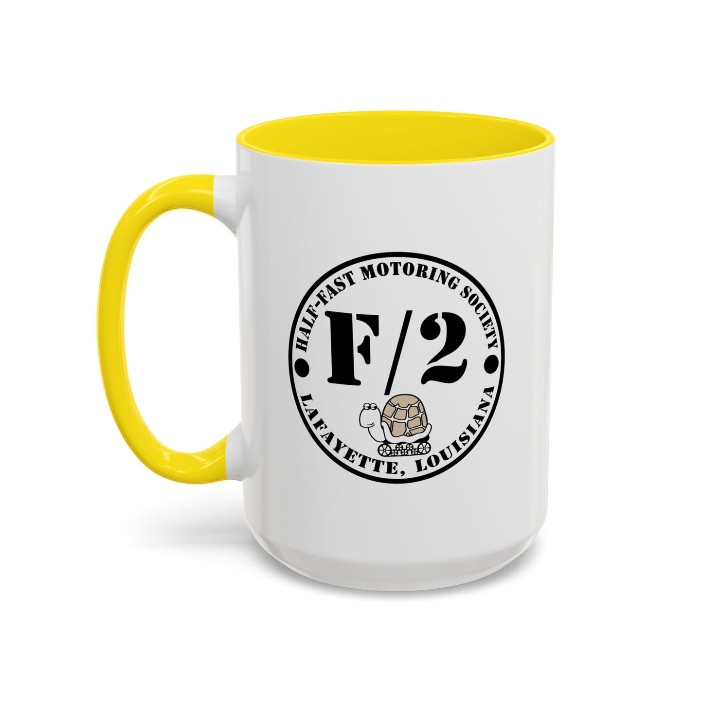 F/2 Half-Fast Motoring Society Accent Coffee Mug — Lafayette, Louisiana Emblem (11/15oz)