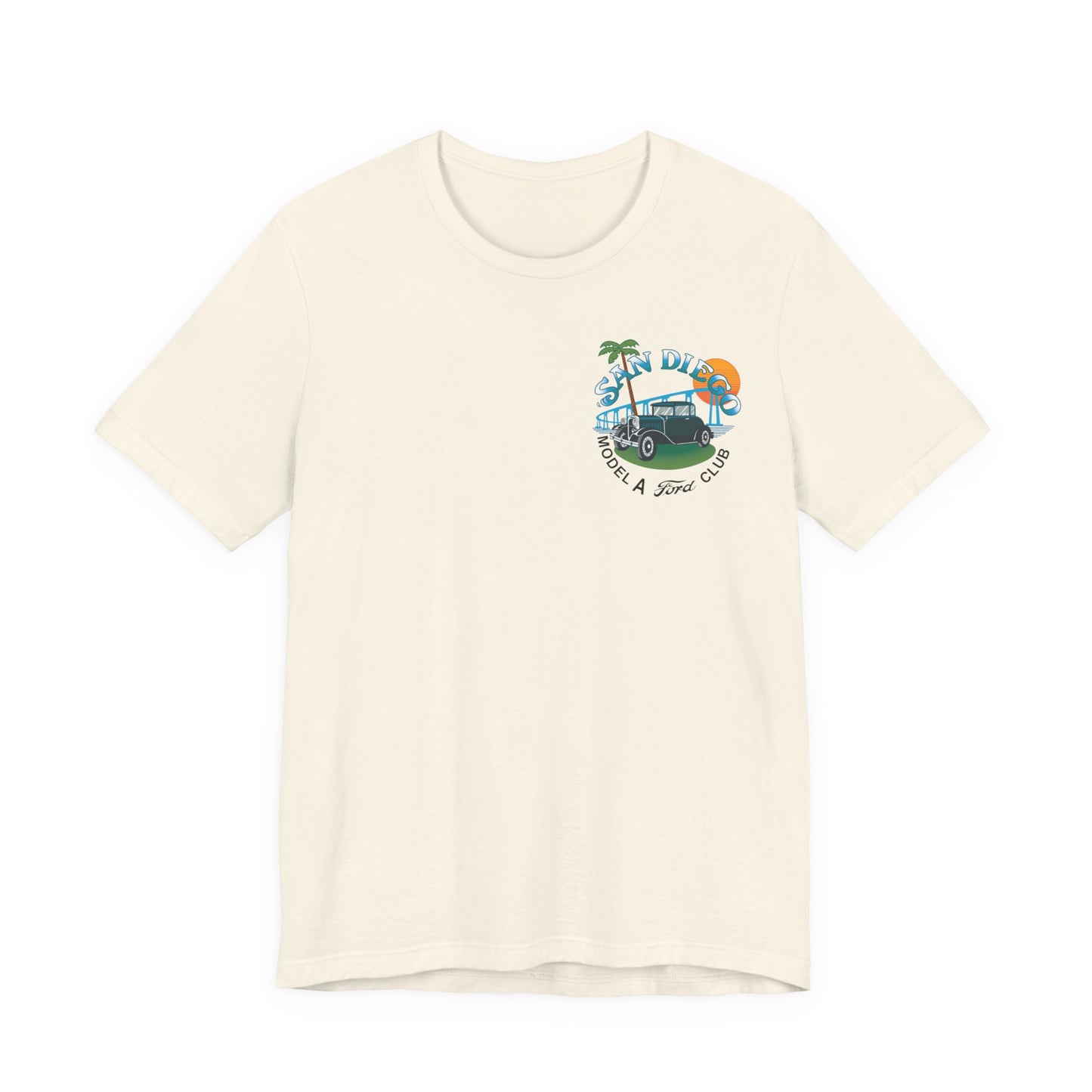 San Diego Model A Ford Club Tee — Small Logo on Chest and Large Logo on Back