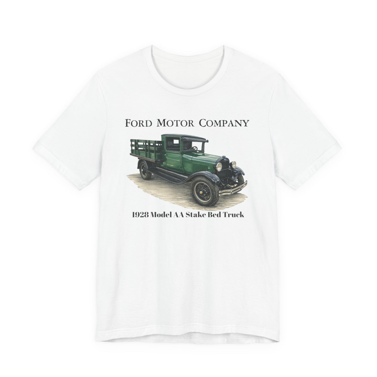 1928 Ford Model AA Stake Bed Truck T-Shirt —  Unisex Jersey Short Sleeve Tee