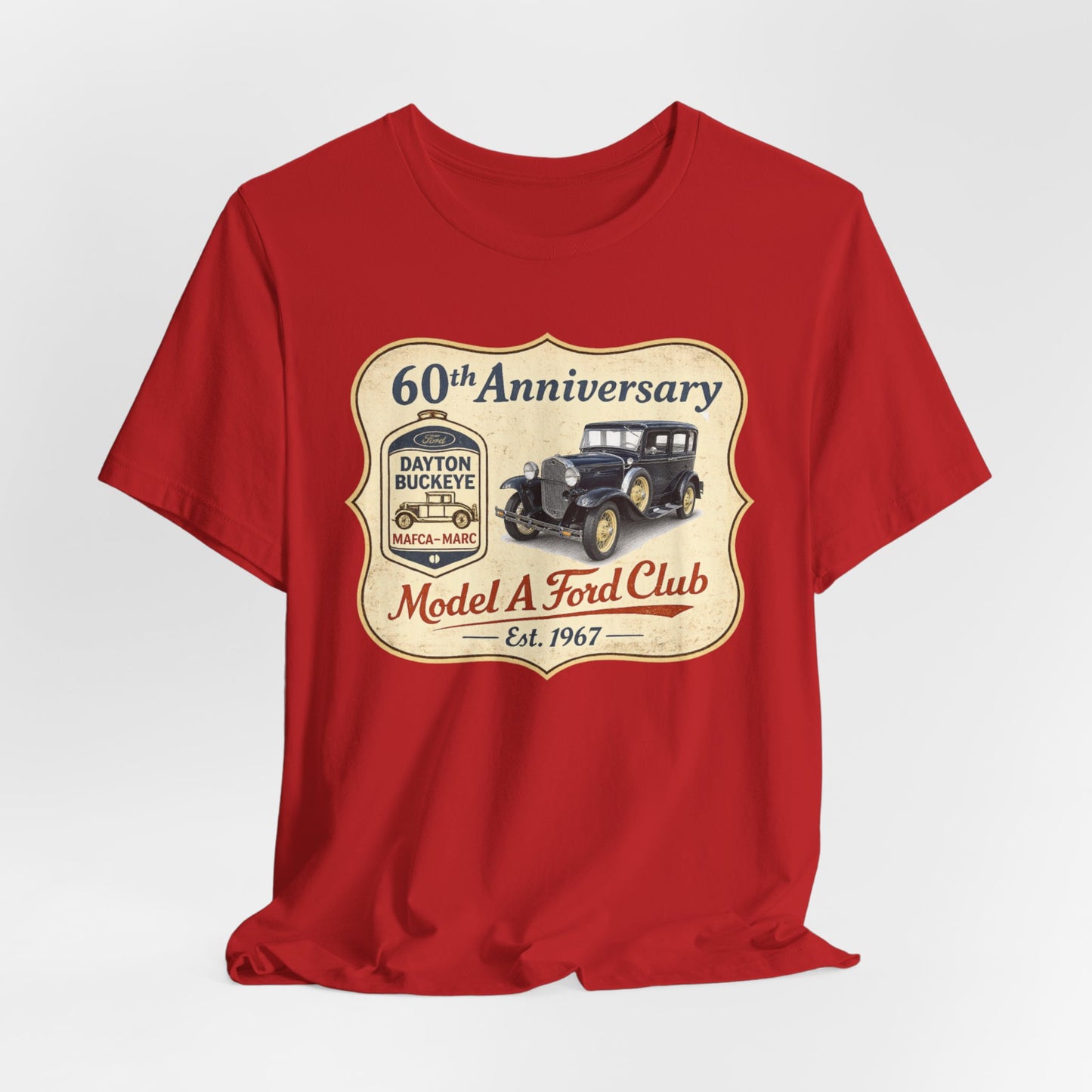Dayton Buckeye Model A Ford Club 60th Anniversary Tee (LTG) - Unisex Jersey Short Sleeve Tee