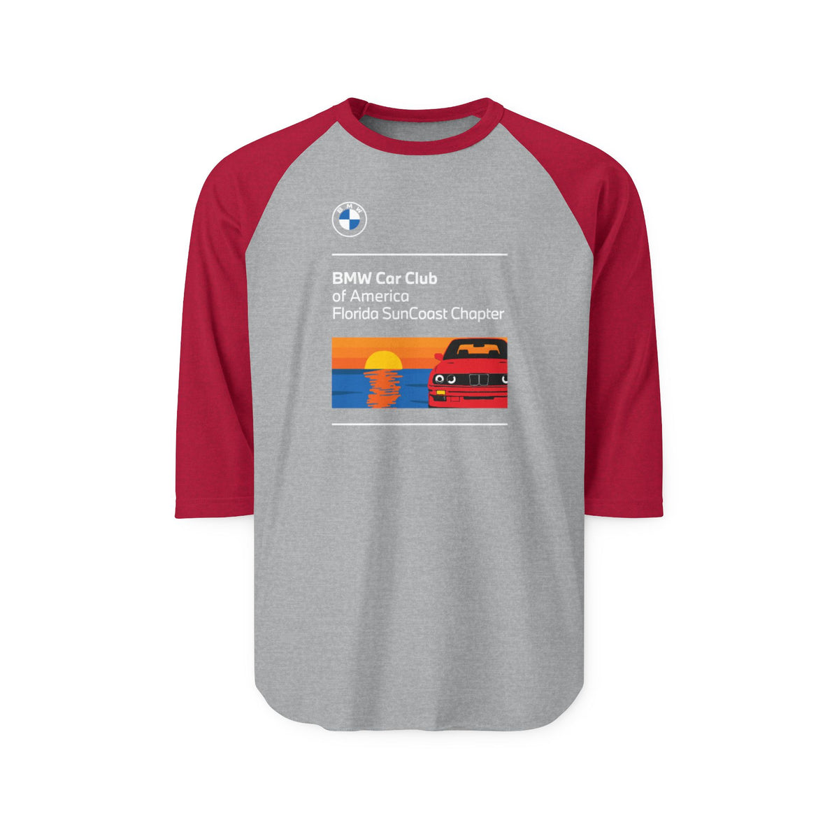 BMW Car Club of America Florida SunCoast Chapter Unisex Three-Quarter Sleeve Raglan Shirt