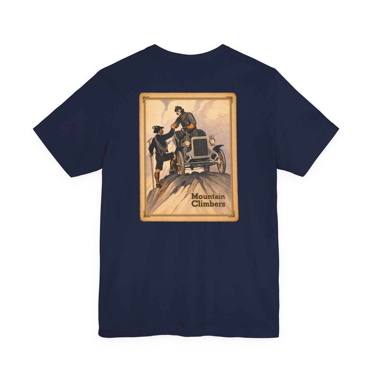REO Lansing Michigan Mountain Climbers Tee — Unisex Soft Short Sleeve Tee