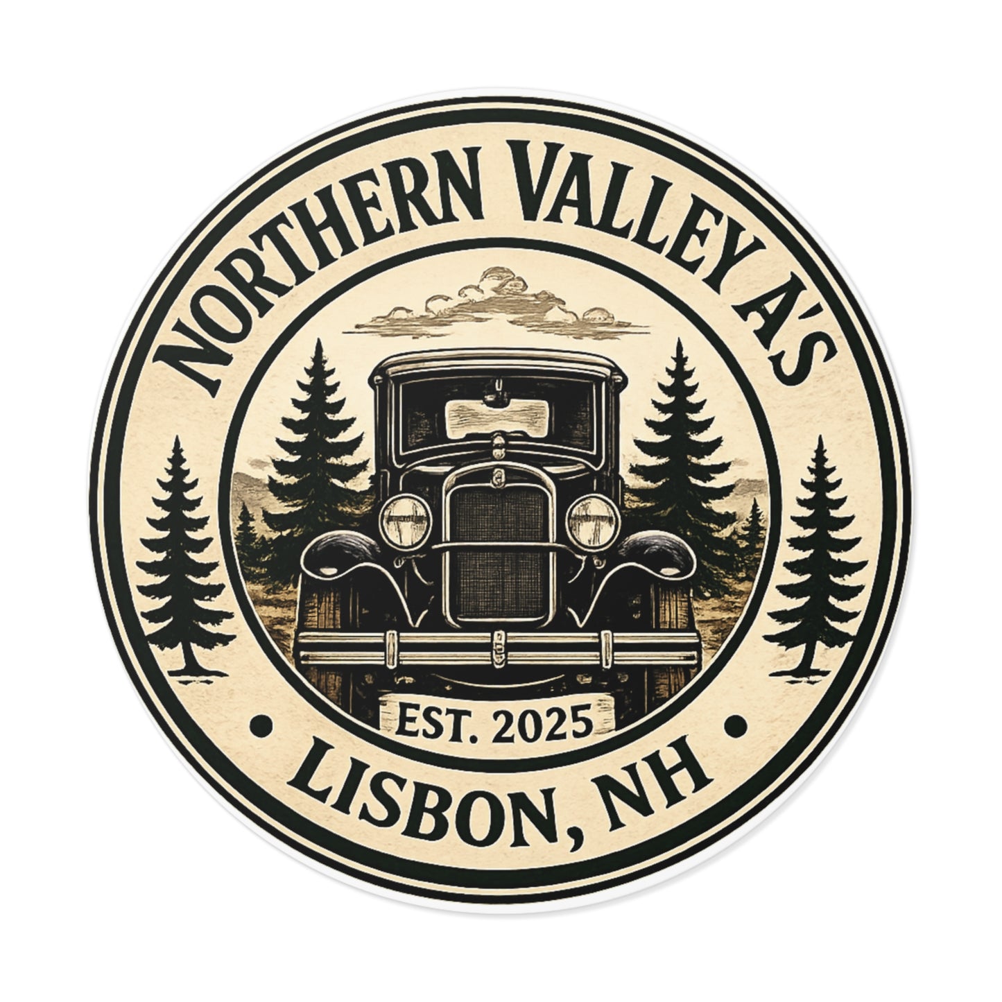 Northern Valley A’s Round Vinyl Sticker — Great for Car Windshields