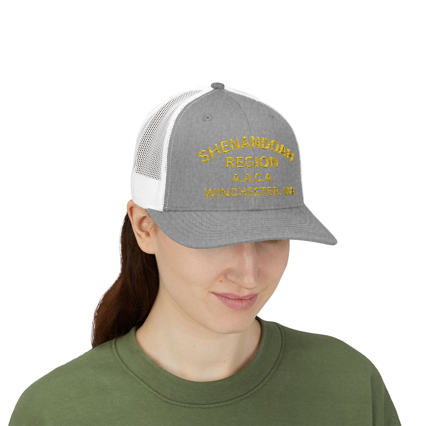 Shenandoah Region Embroidered Trucker Cap — "Shenandoah Region A.A.C.A. Winchester, VA" Mesh Snapback