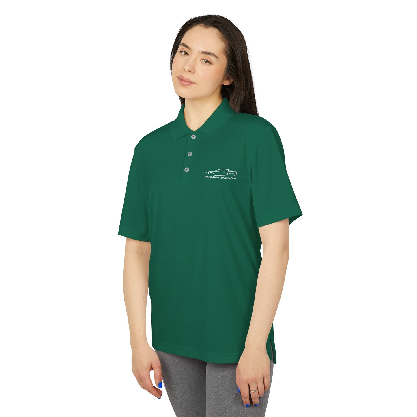 North Idaho Corvette Club White Embroidered Polo — adidas Unisex Performance Polo