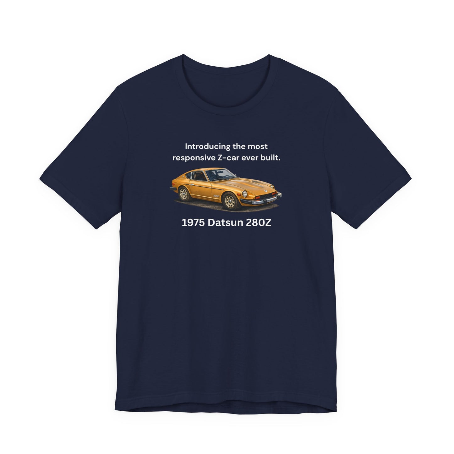 1975 Datsun 280Z Tee — "Most Responsive Z-Car Ever Built" Classic Car T‑Shirt White Lettering