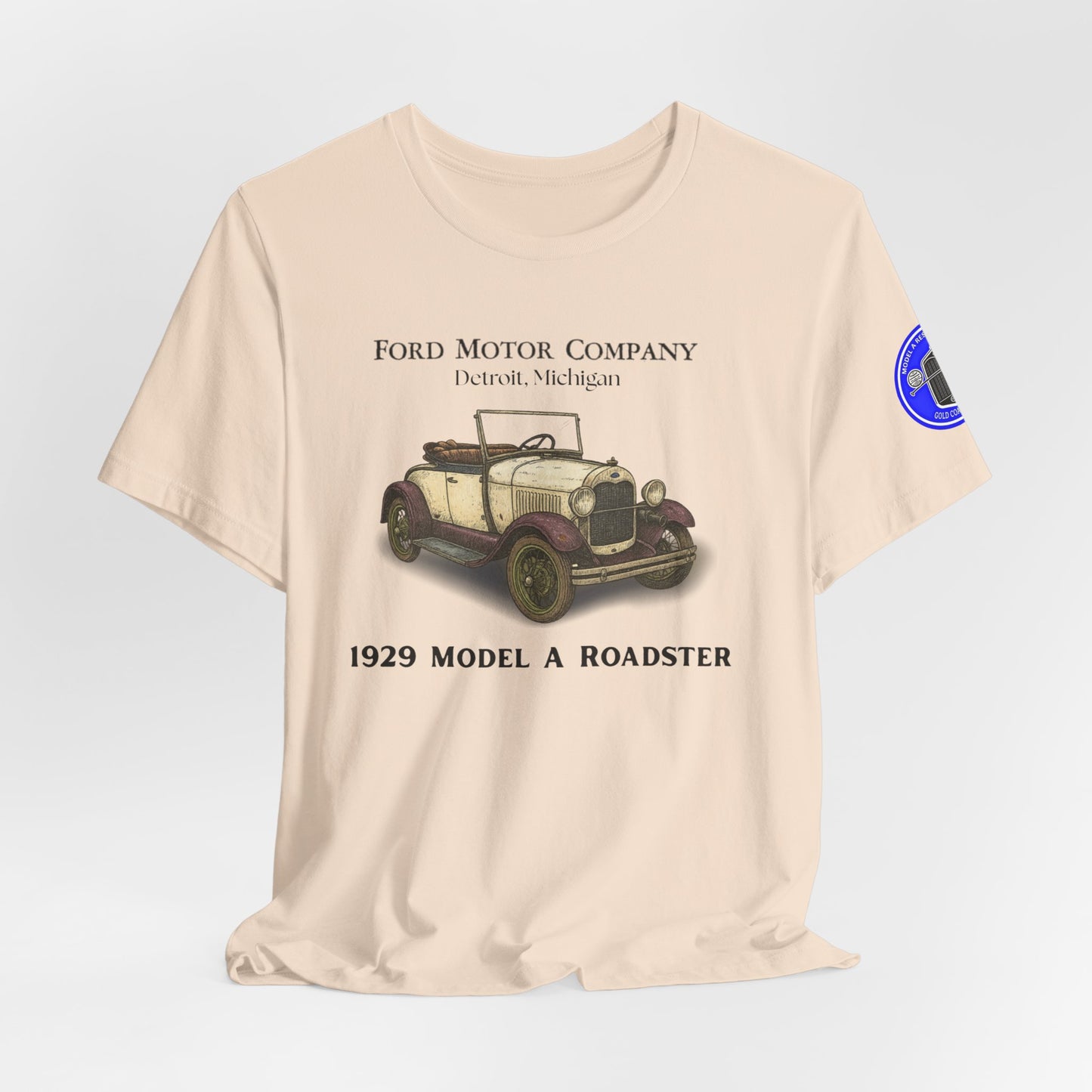 1929 Model A Ford Roadster T-Shirt – Gold Coast Logo on sleeve
