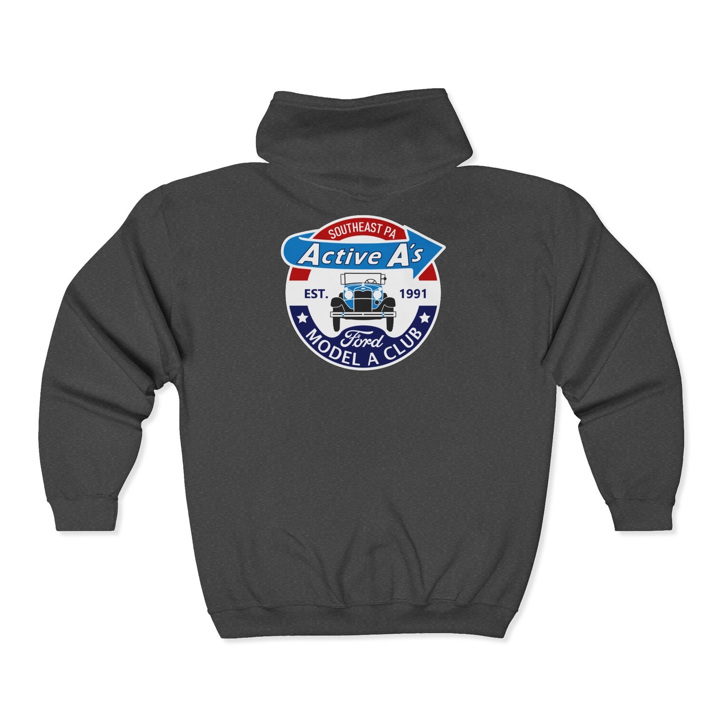 Active A's Ford Model A Club Zip Hoodie (Printed front and back logo)