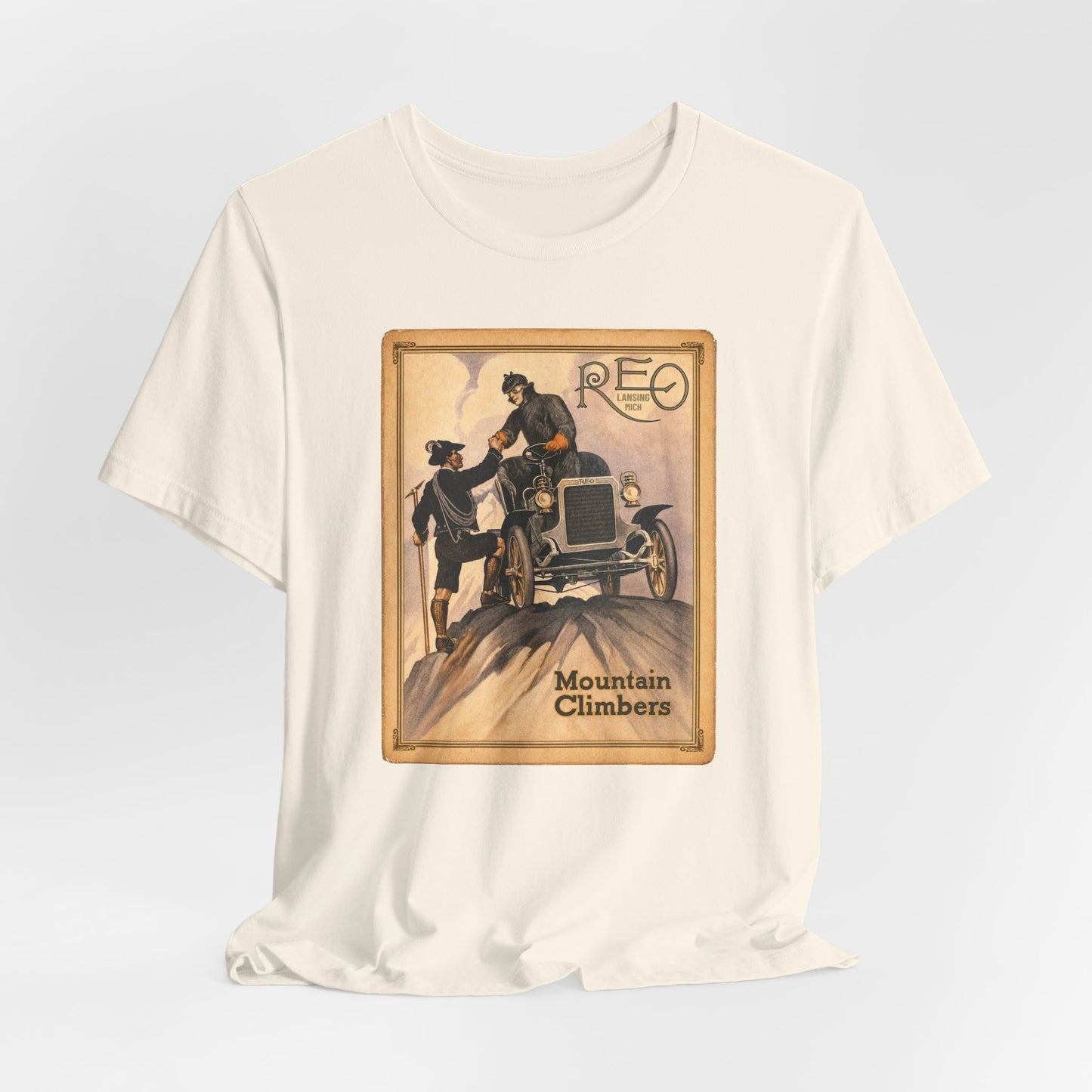 REO Lansing Michigan Mountain Climbers T-Shirt - Unisex Soft Short Sleeve Tee