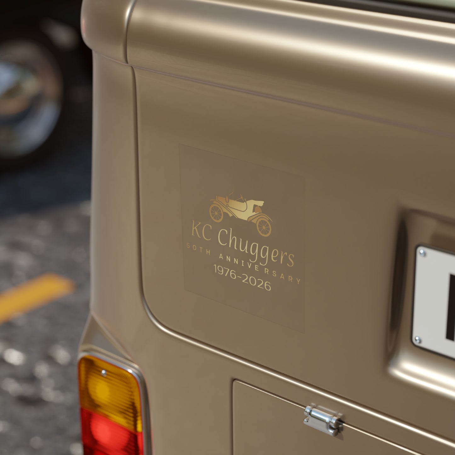 KC Chuggers 50th Anniversary Vintage Car Transparent Outdoor Sticker