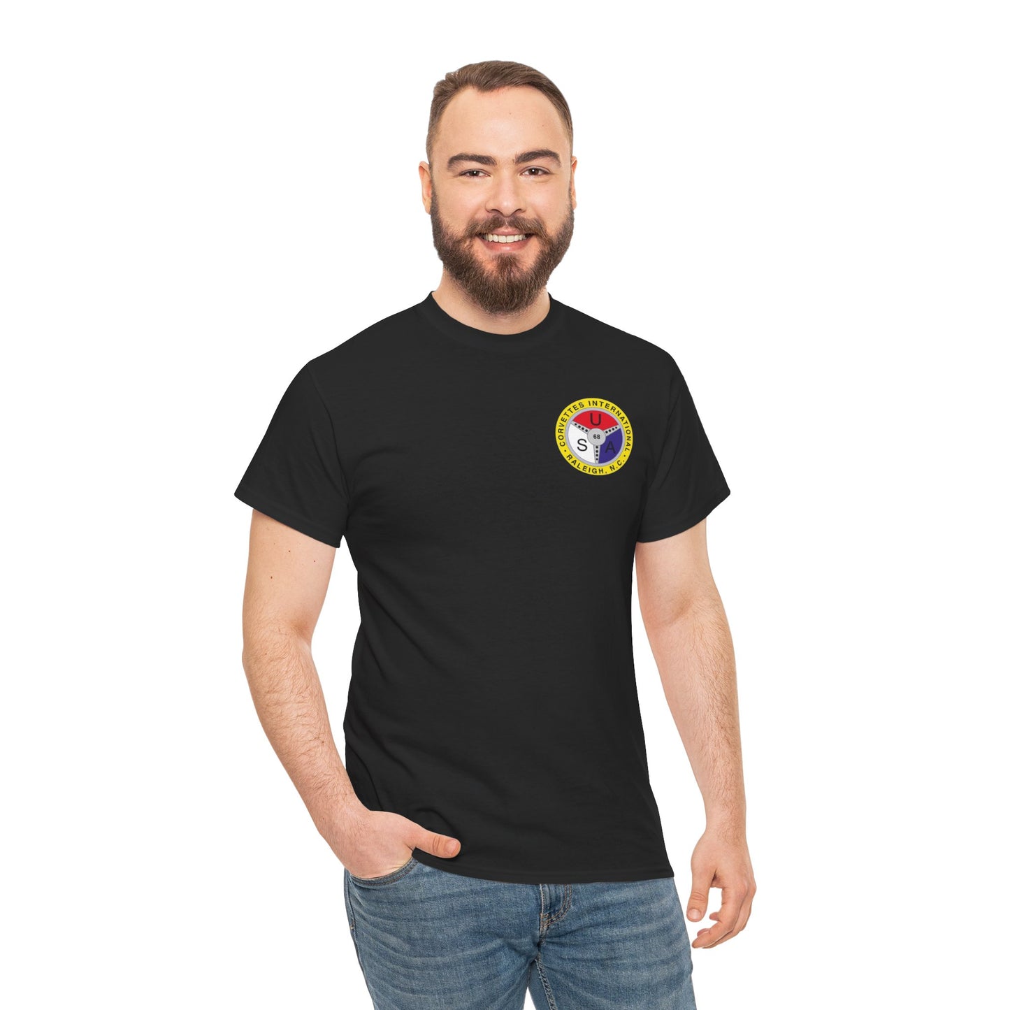 Cornettes International Raleigh Front and Back Logos — Unisex Heavy Cotton Tee
