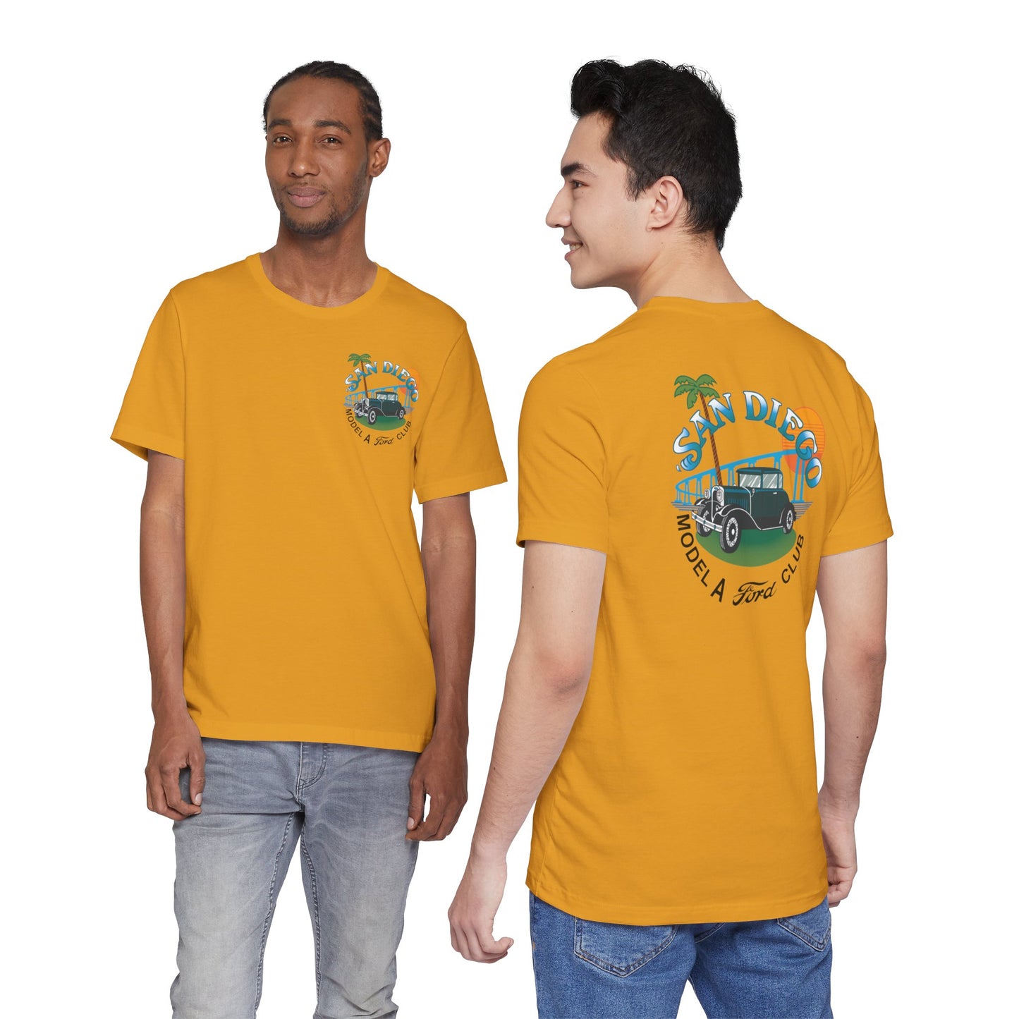 San Diego Model A Ford Club Tee — Small Logo on Chest and Large Logo on Back