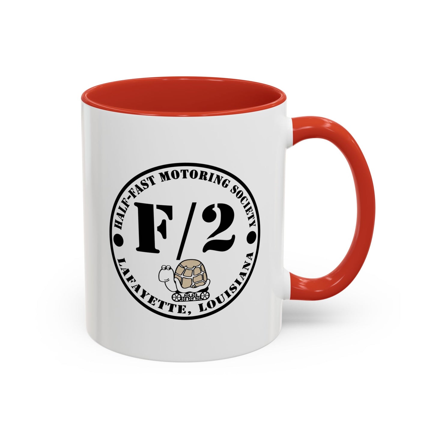 F/2 Half-Fast Motoring Society Accent Coffee Mug — Lafayette, Louisiana Emblem (11/15oz)