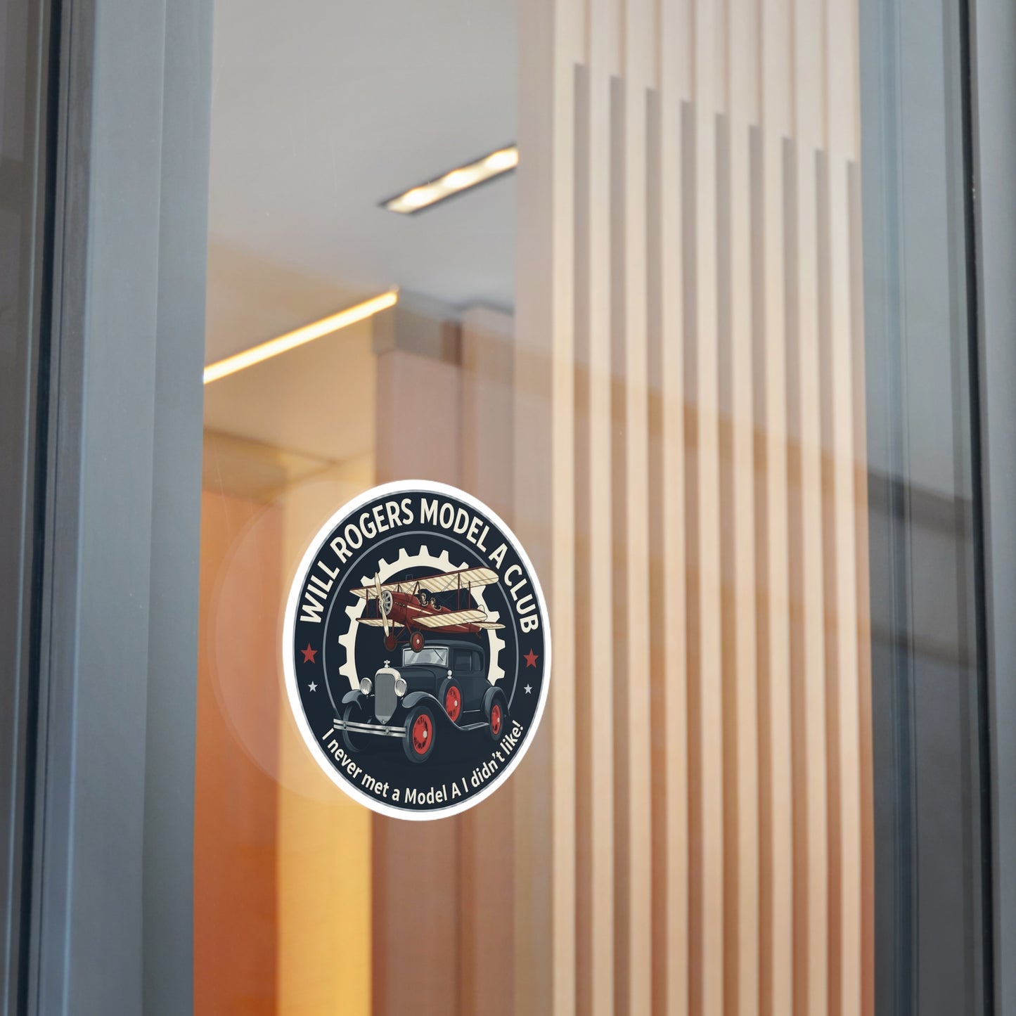 Will Rogers Model A Club Round Vinyl Sticker — Great for your Model A windshield!