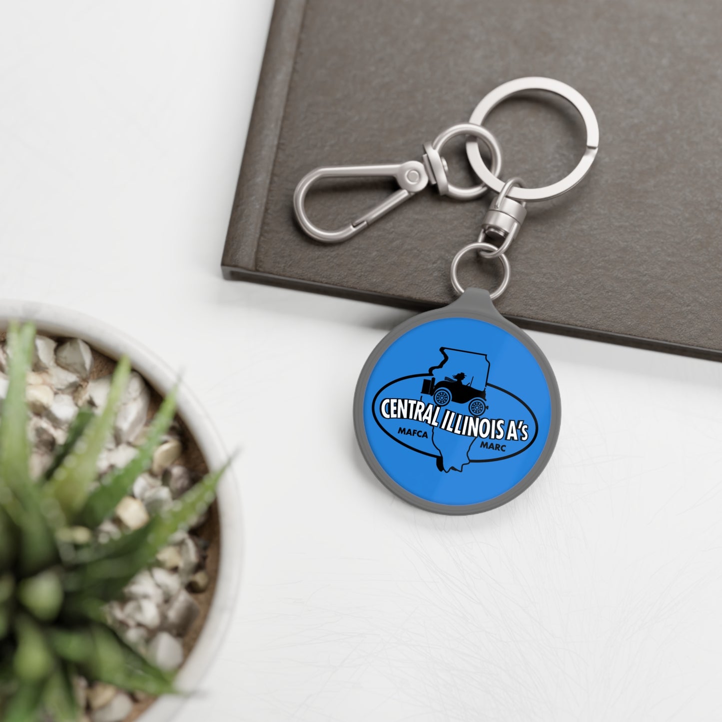 Central Illinois Keyring Tag - Blue Round Keychain