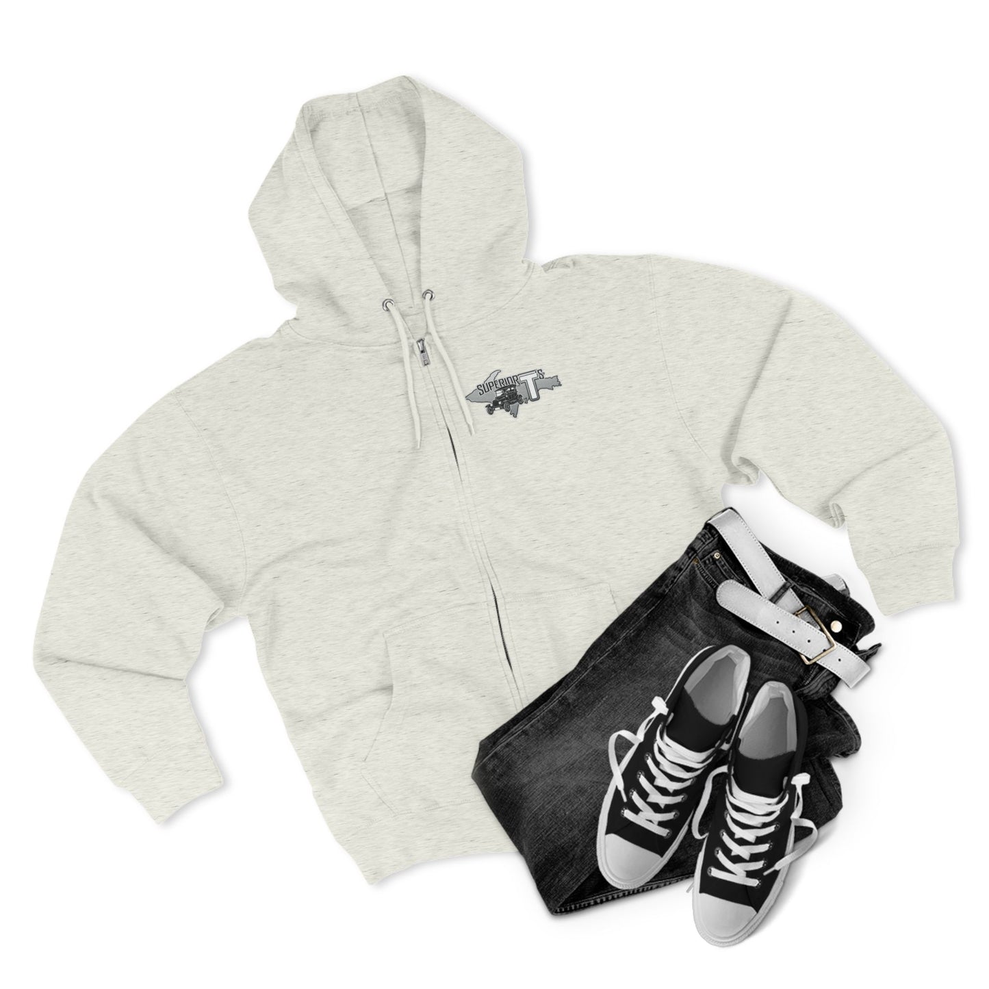 Superior T's Zip Hoodie — Front and back logos