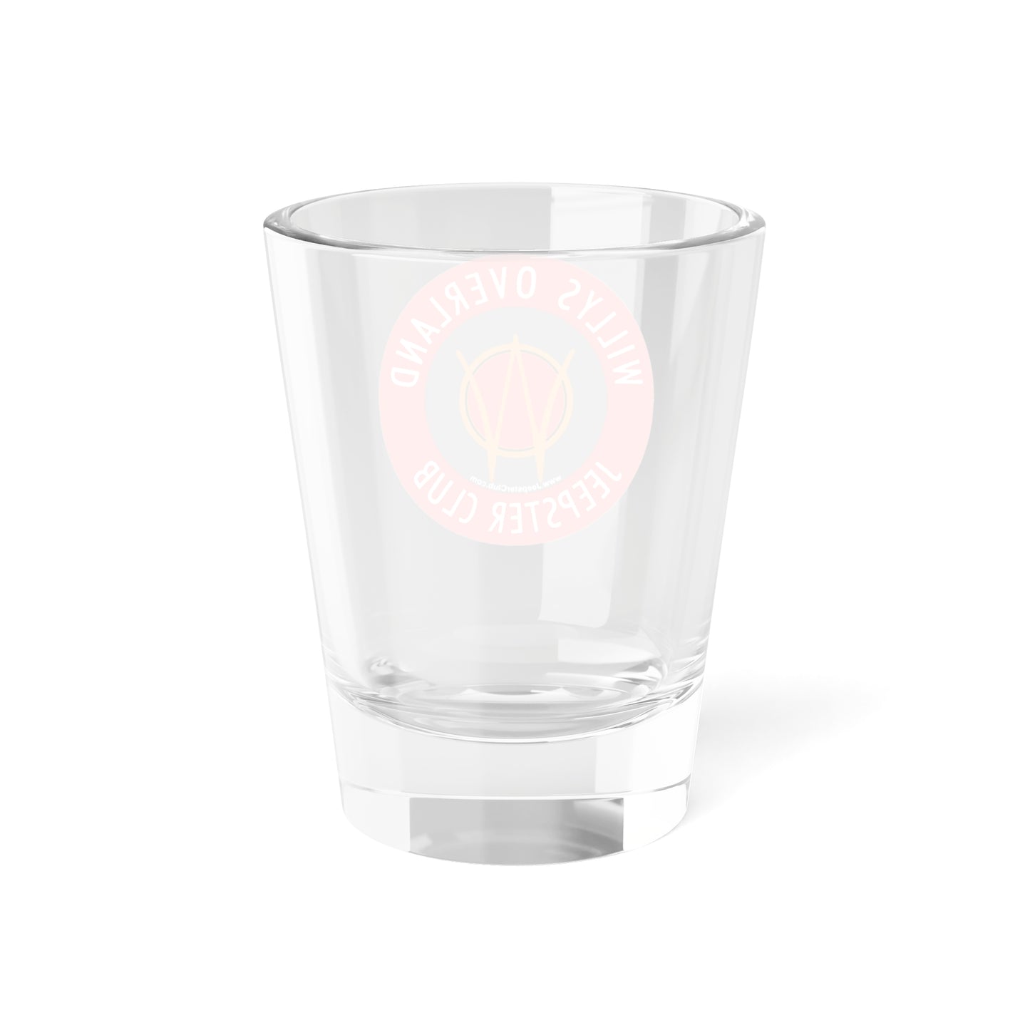 Willys Overland Jeepster Club 1.5oz Shot Glass — Vintage Jeep Enthusiast Bar Glass