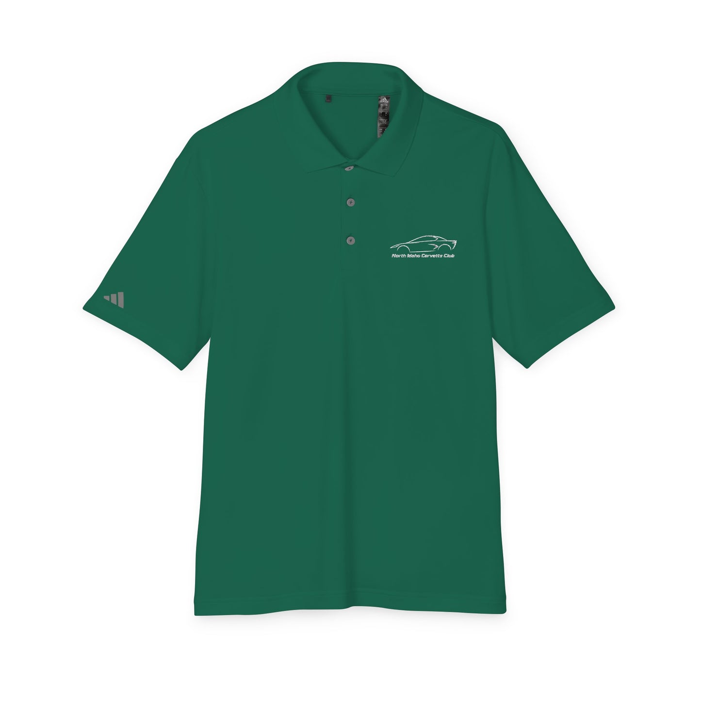 North Idaho Corvette Club White Embroidered Polo — adidas Unisex Performance Polo