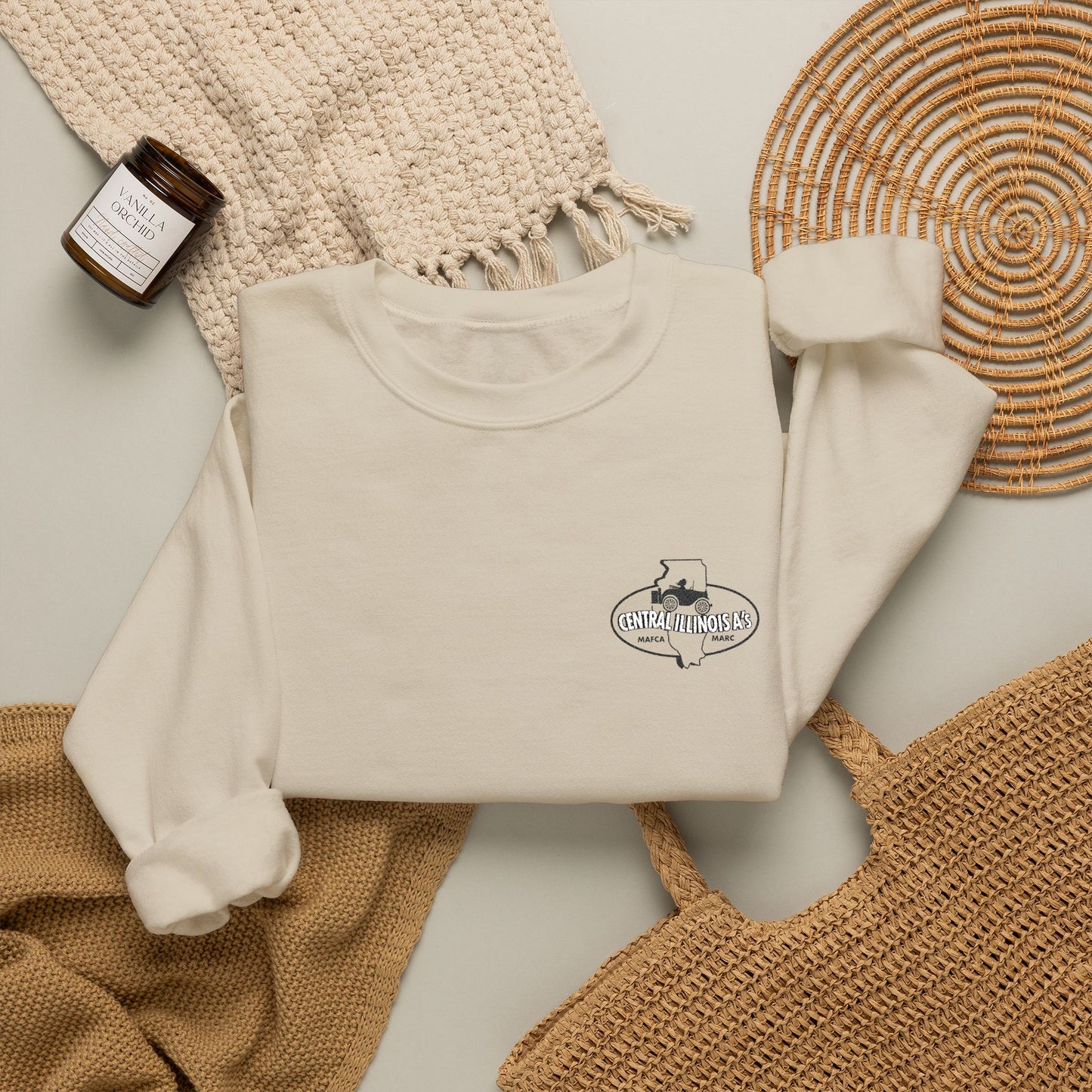 Central Illinois A's Crewneck Embroidered Sweatshirt — Small Chest Logo