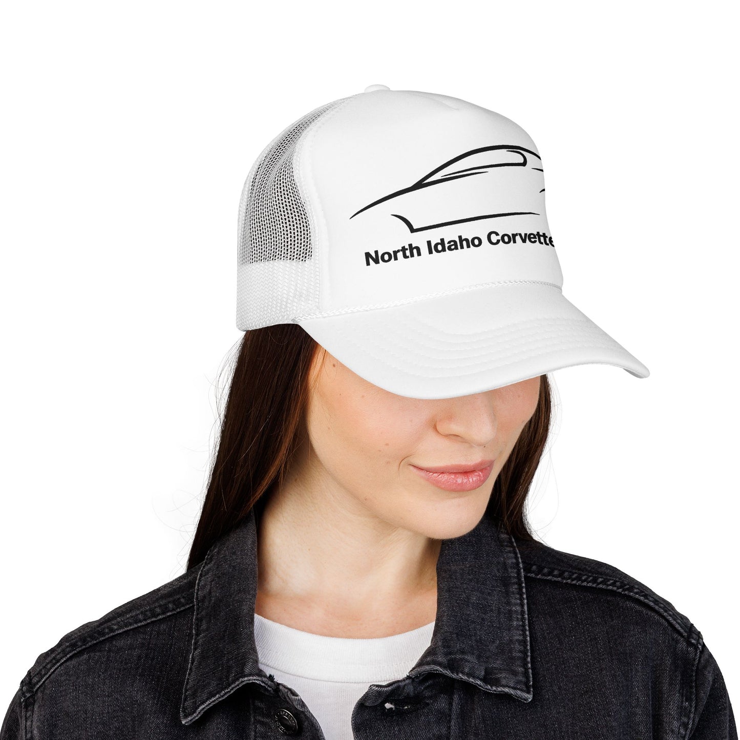 North Idaho Corvette Club Printed Trucker Hat – Classic Car Outline Foam Cap