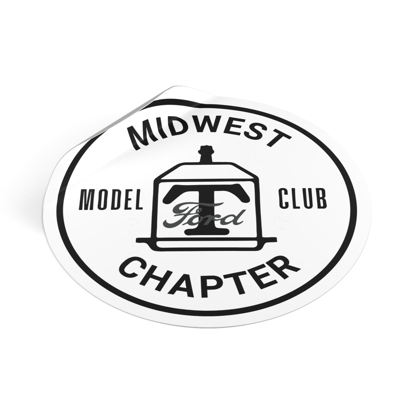 Midwest Chapter - The Model T Ford Club Round Vinyl Sticker — Vintage Car Decal