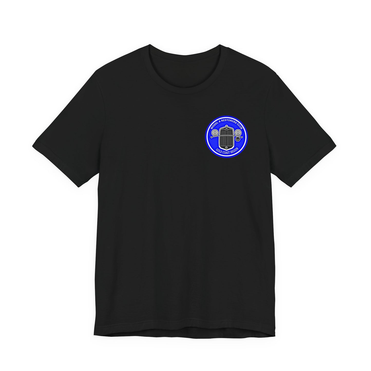 Gold Coast Region Model A Restorers Club T‑Shirt (small logo on front & large logo on back)