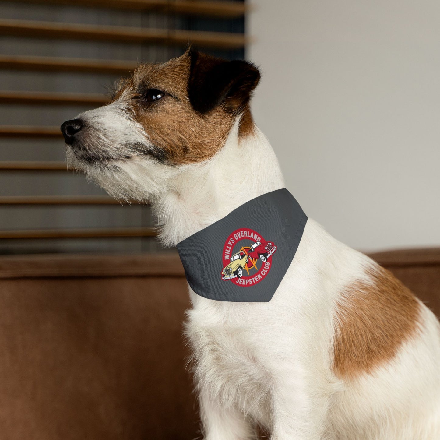 Willys Overland Jeepster Club Pet Bandana Collar — Vintage Jeep Dog Scarf
