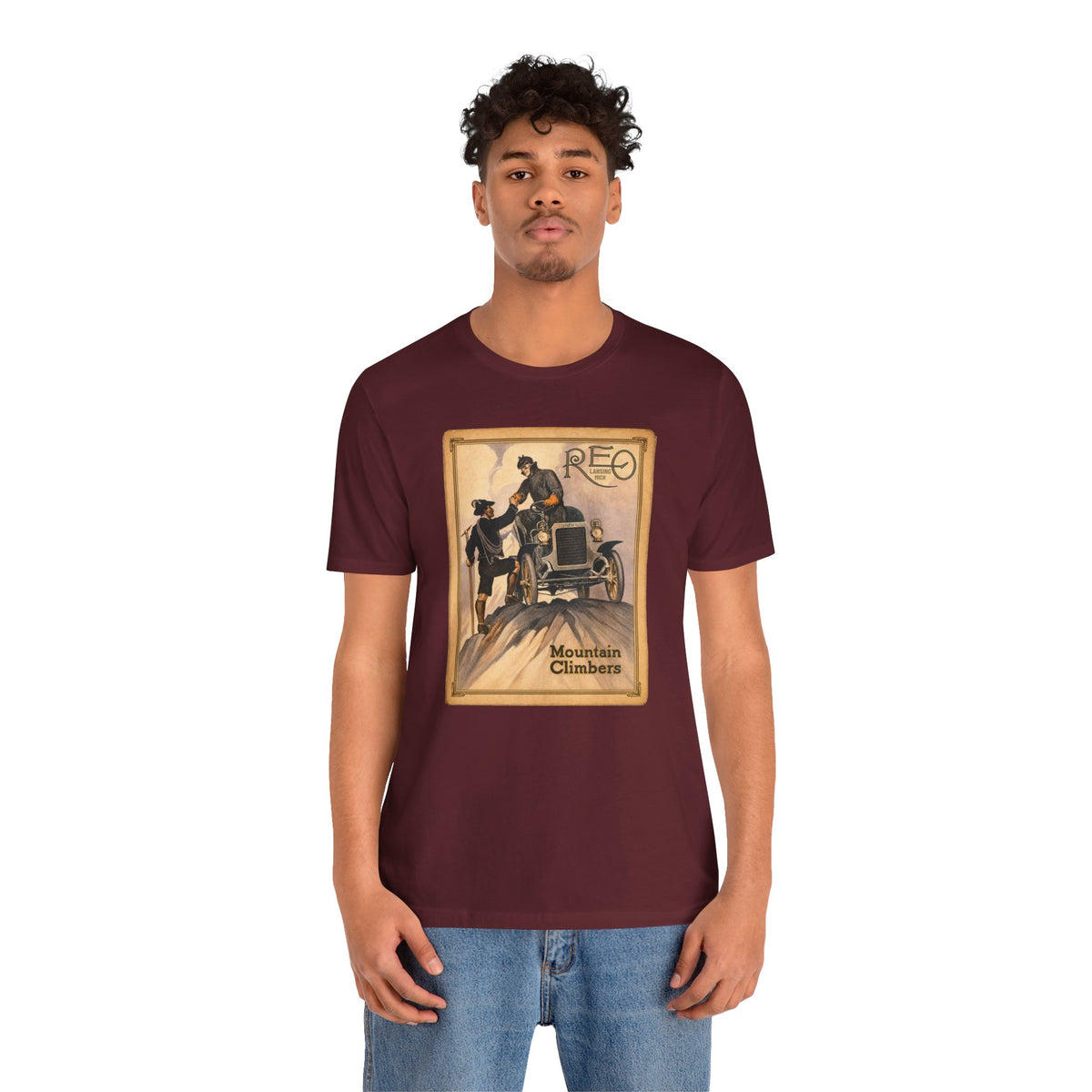 REO Lansing Michigan Mountain Climbers T-Shirt - Unisex Soft Short Sleeve Tee
