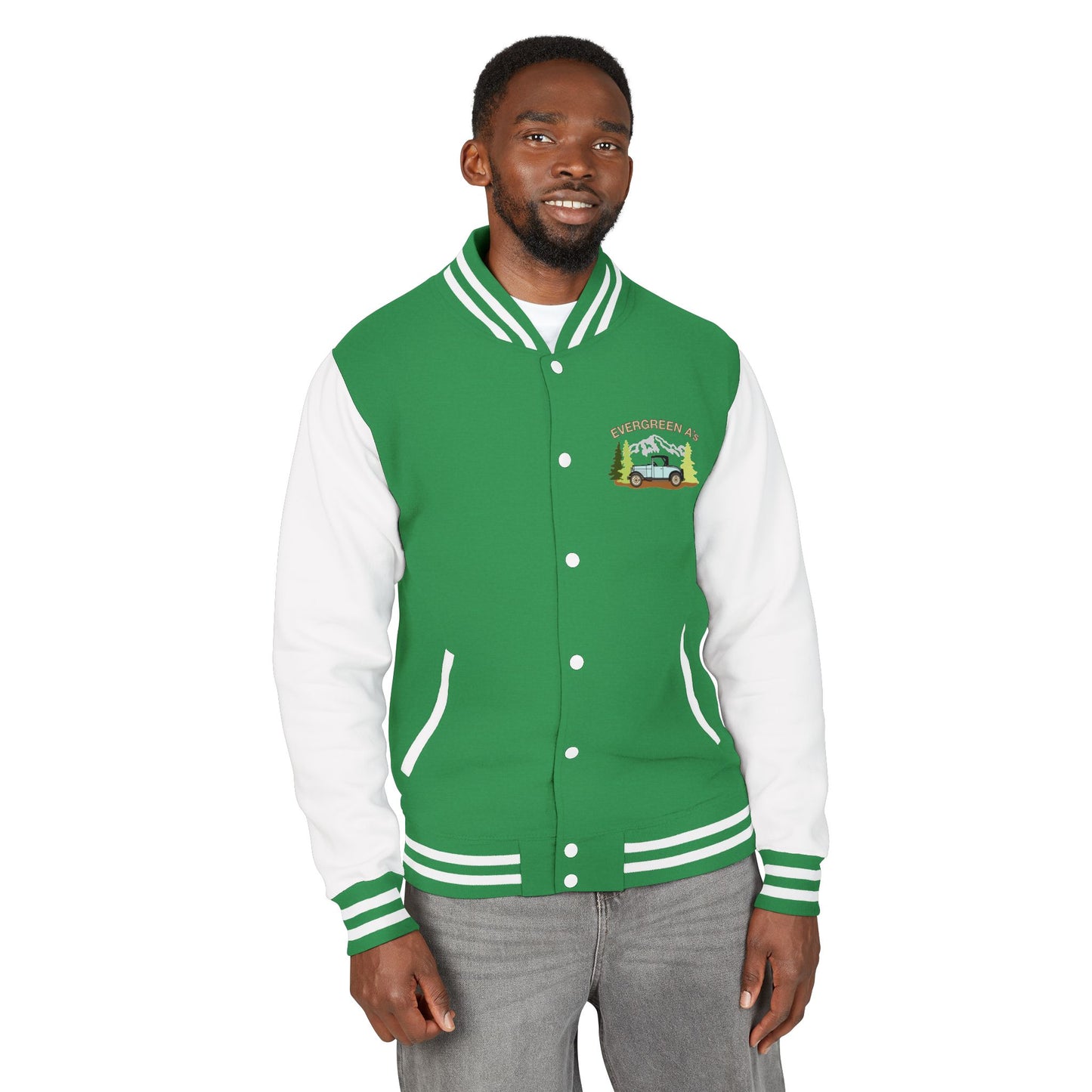 Evergreen A’s Mountain Jeep Letterman Jacket