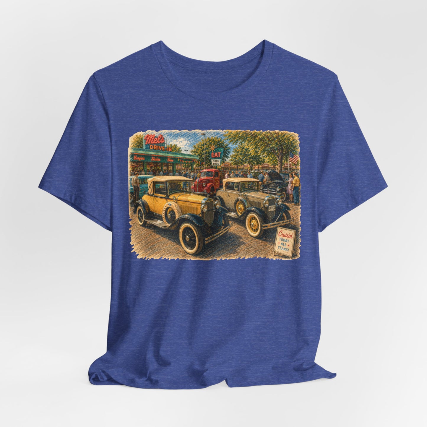 Mel's Drive-In Car Show T-Shirt — Unisex Jersey Short Sleeve Tee