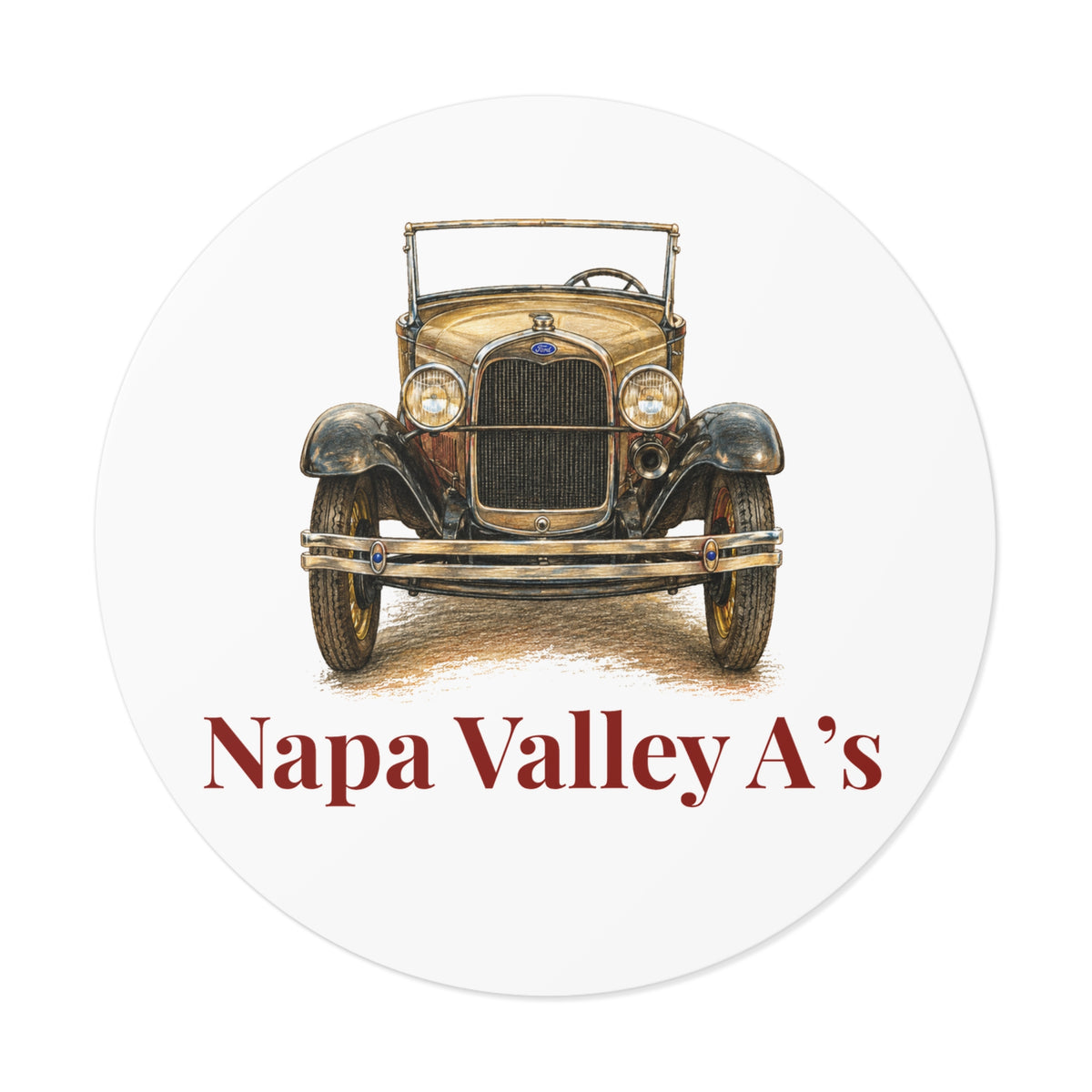 Napa Valley A's Round Vinyl Sticker — Great for Windshields!