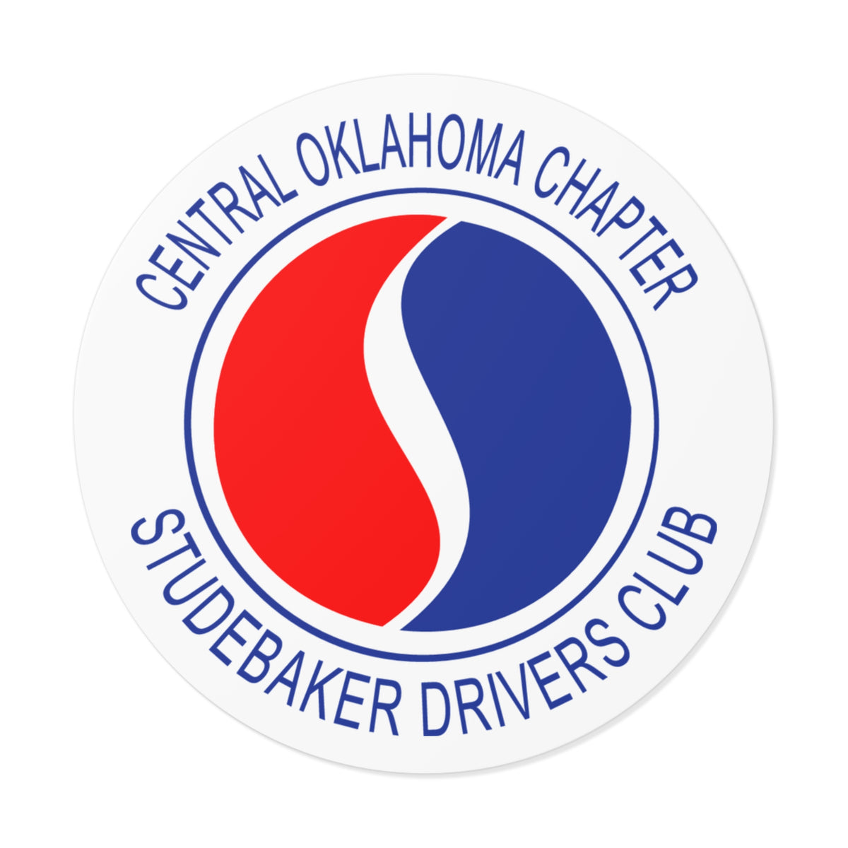 Central Oklahoma Chapter Studebaker Drivers Club Round Vinyl Sticker - Great for Windshields!