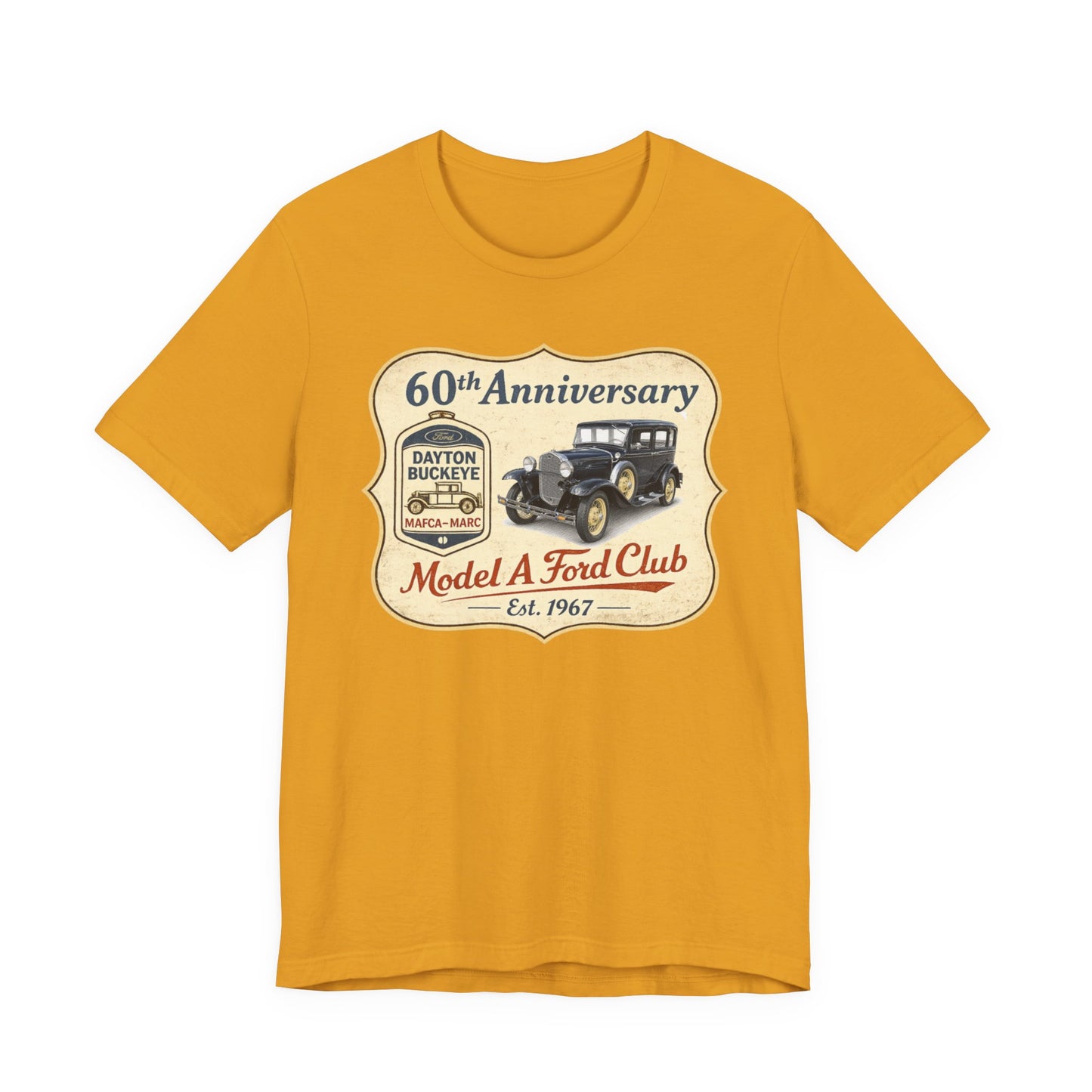 Dayton Buckeye Model A Ford Club 60th Anniversary Tee (LTG) - Unisex Jersey Short Sleeve Tee