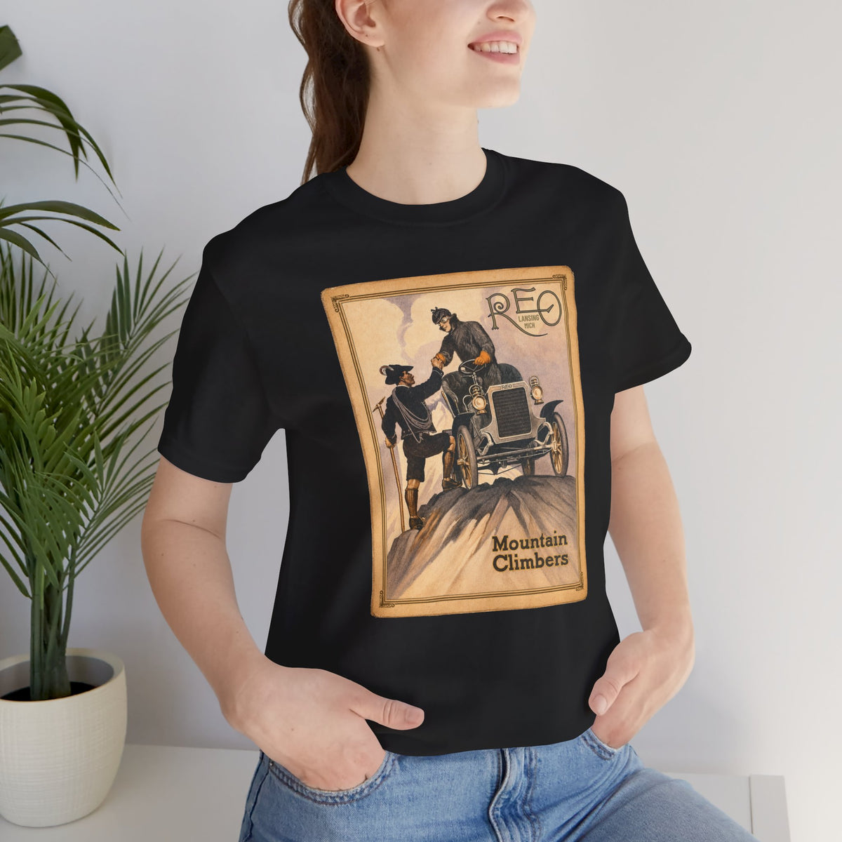 REO Lansing Michigan Mountain Climbers T-Shirt - Unisex Soft Short Sleeve Tee