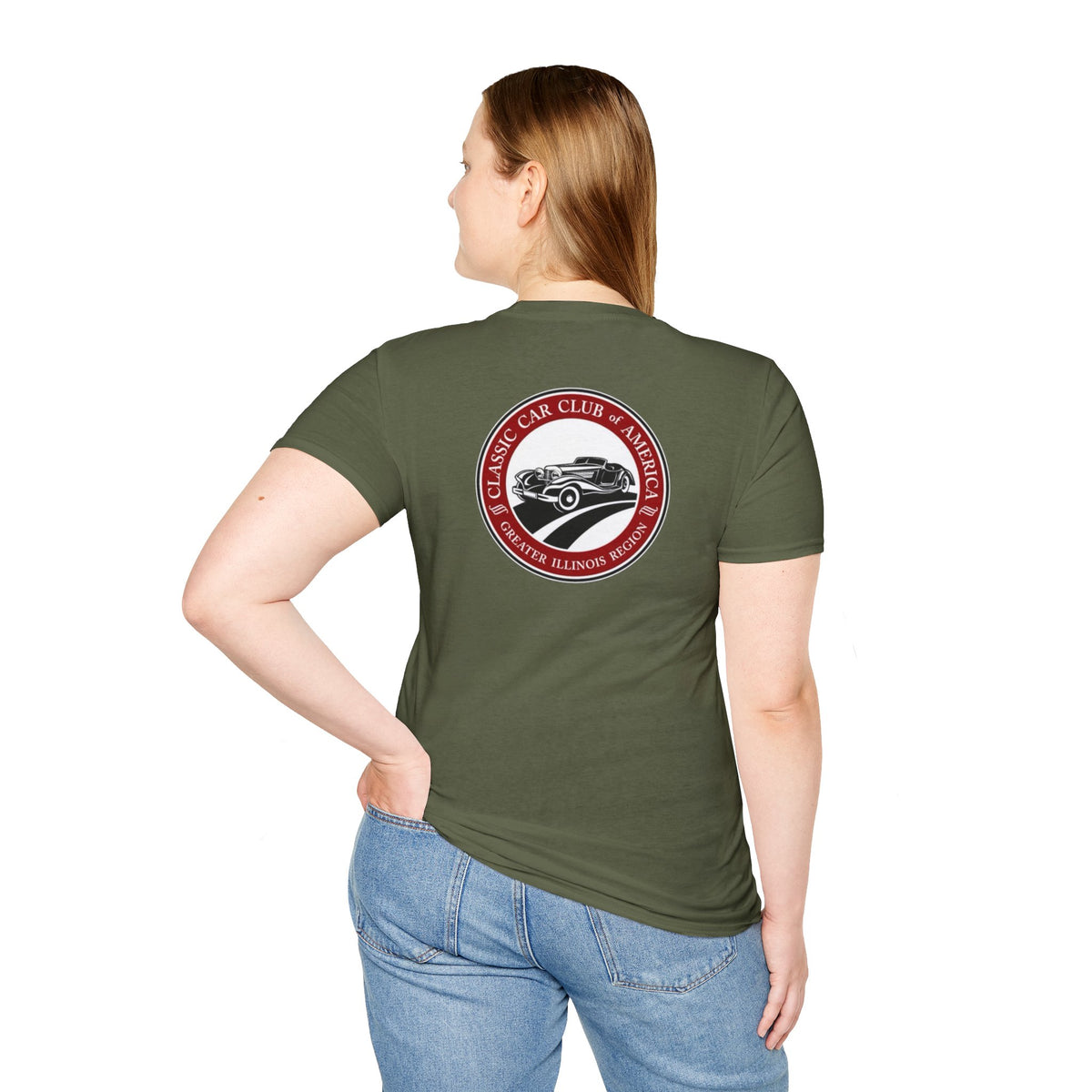 Classic Car Club of America Greater Illinois Region — Unisex Softstyle T-Shirt Front and Back Logos