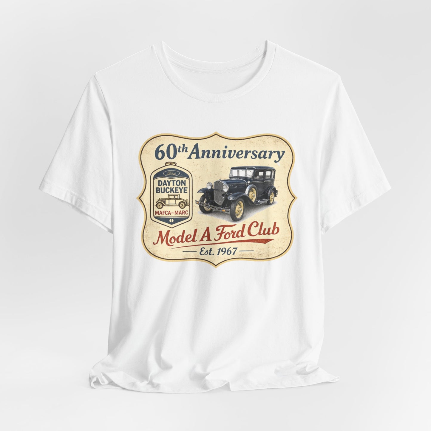 Dayton Buckeye Model A Ford Club 60th Anniversary Tee (LTG) - Unisex Jersey Short Sleeve Tee