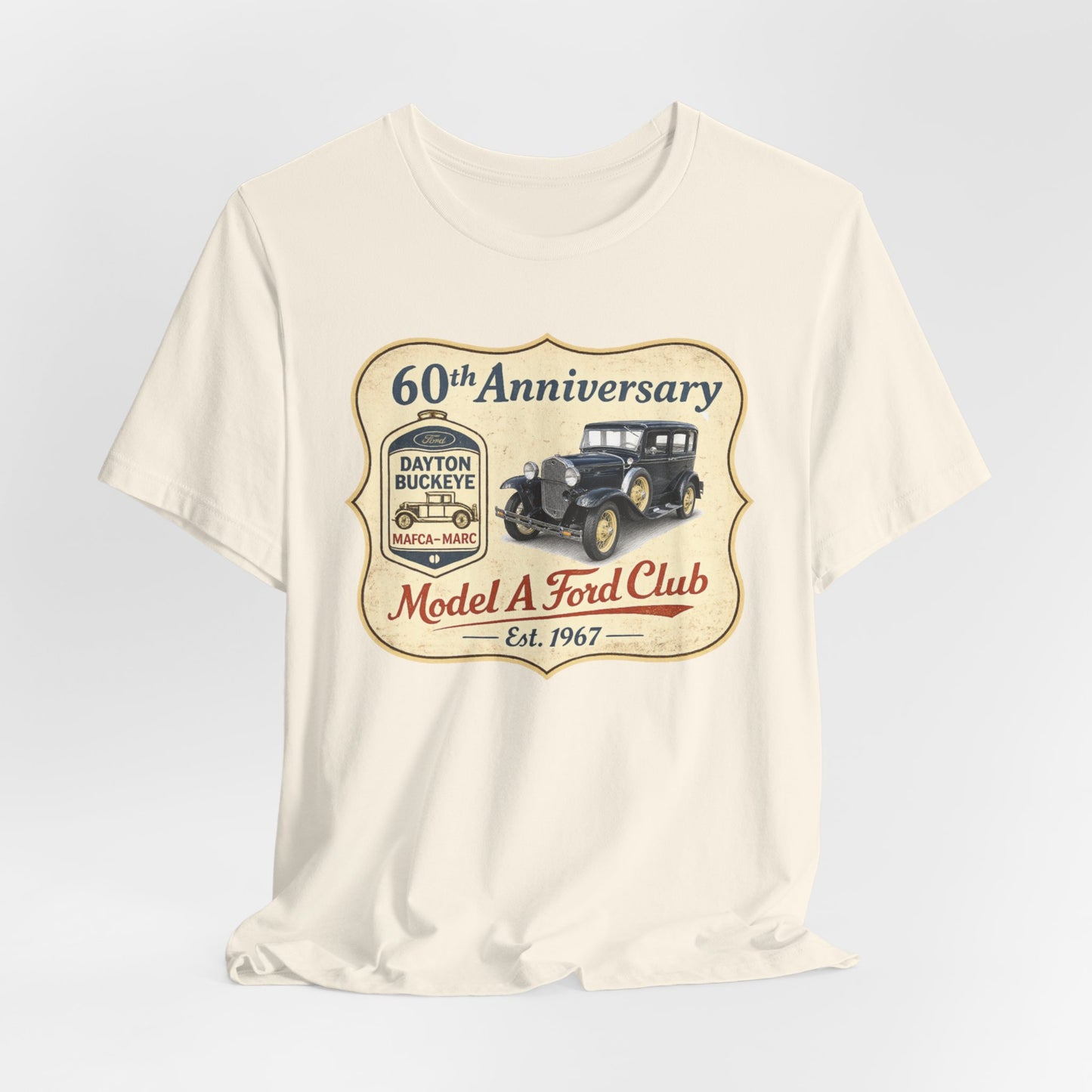 Dayton Buckeye Model A Ford Club 60th Anniversary Tee (LTG) - Unisex Jersey Short Sleeve Tee