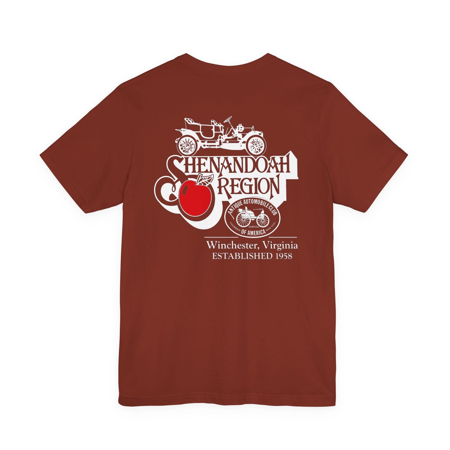 Shenandoah Region AACA Tee — Small AACA Front Logo and Large Shenandoah Region AACA Back Logo